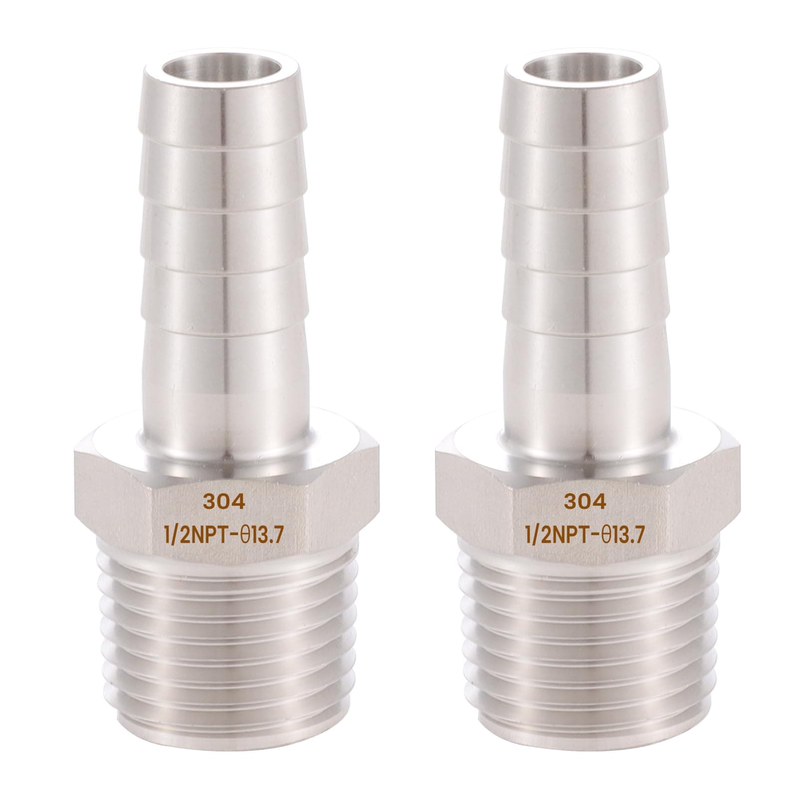 304 Stainless Steel 1/2" Hose Barb to 1/2" Male NPT Home Brew Fitting Water Fuel Air,lead-free (Pack of 2)