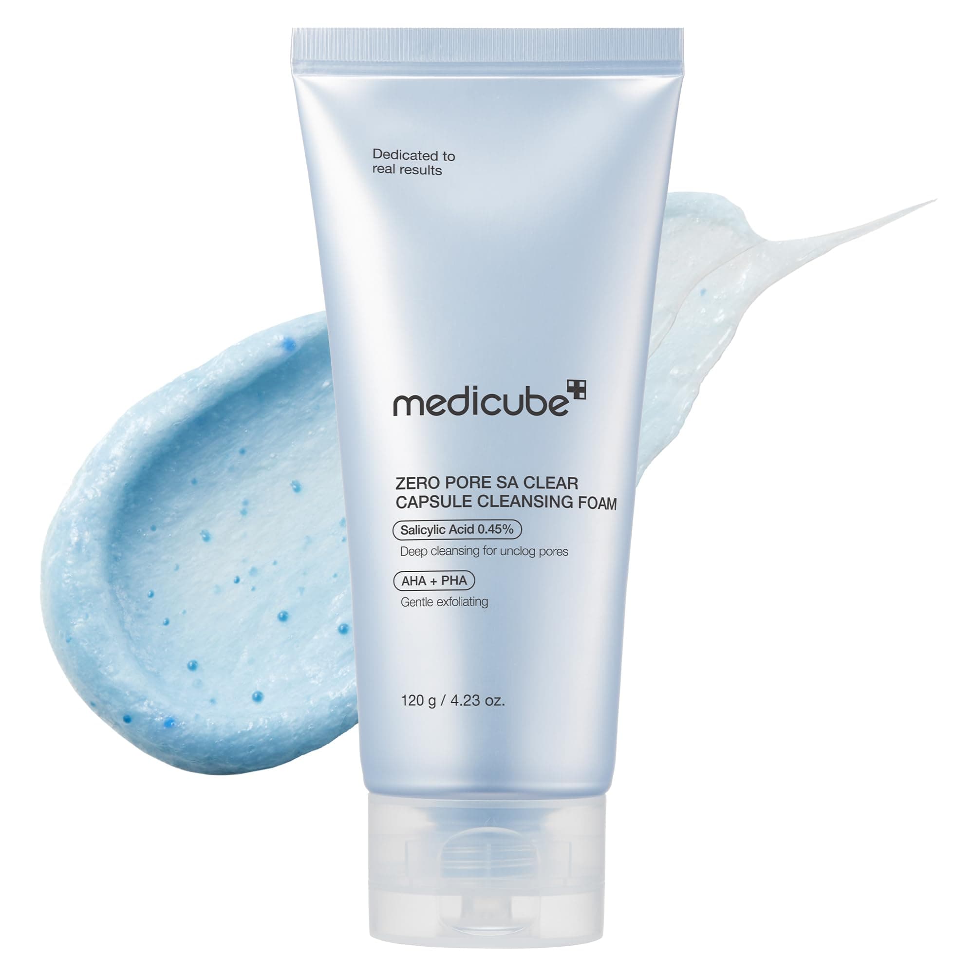 medicube Zero Pore Clear Blue Capsule Facial Cleanser for Skin Texture, Blackhead & Pore Care | AHA, BHA & PHA for Double Cleansing, Daily Gentle Face Wash, Korean Skincare | 120g / 4.23 oz
