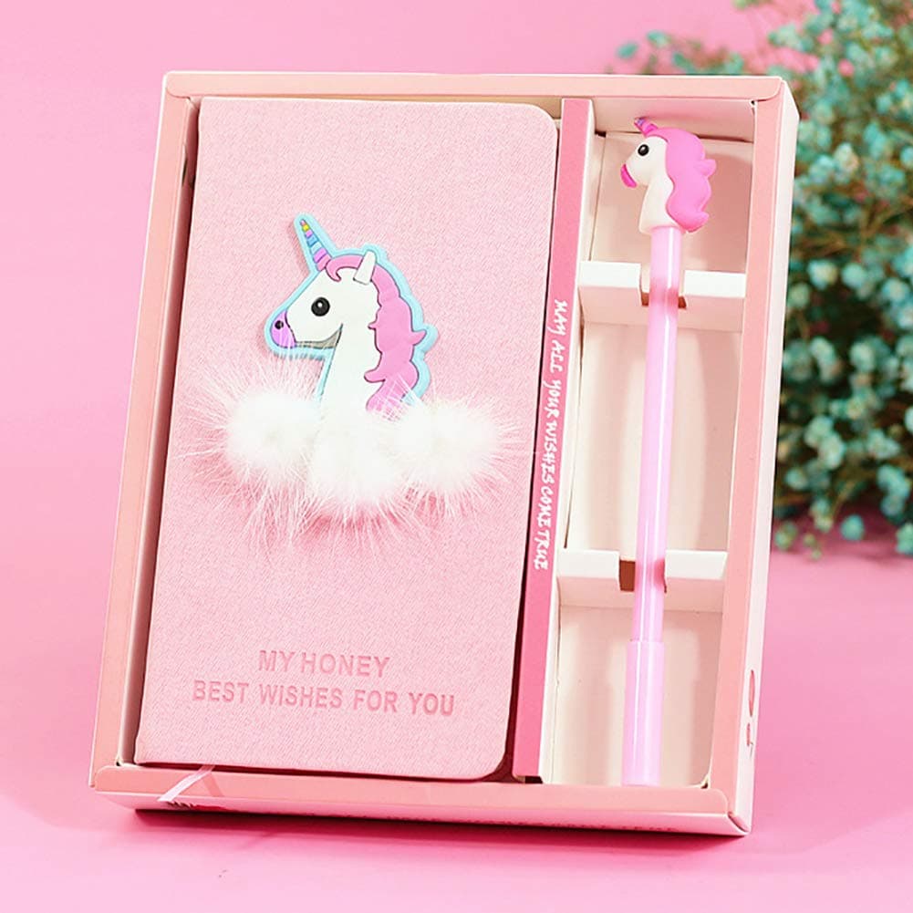 Unicorn Notebook Gel Pen Set, Pink Unicorn Journal with Unicorn Pen - Lovely Diary Back to School Birthday Gifts For Girls All Ages: 3 4 5 6 7 8 9 10