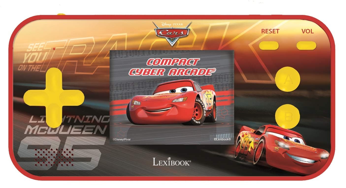 Lexibook JL2367DC Cars The Movie Disney Lighting McQueen Compact Cyber Arcade Portable Console, 150 Games, LCD Colour Screen, operates with Batteries, Red