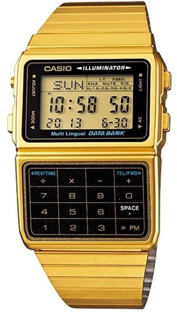 #DBC611G-1D Men's Gold Tone 25 Memory Calculator Databank Watch
