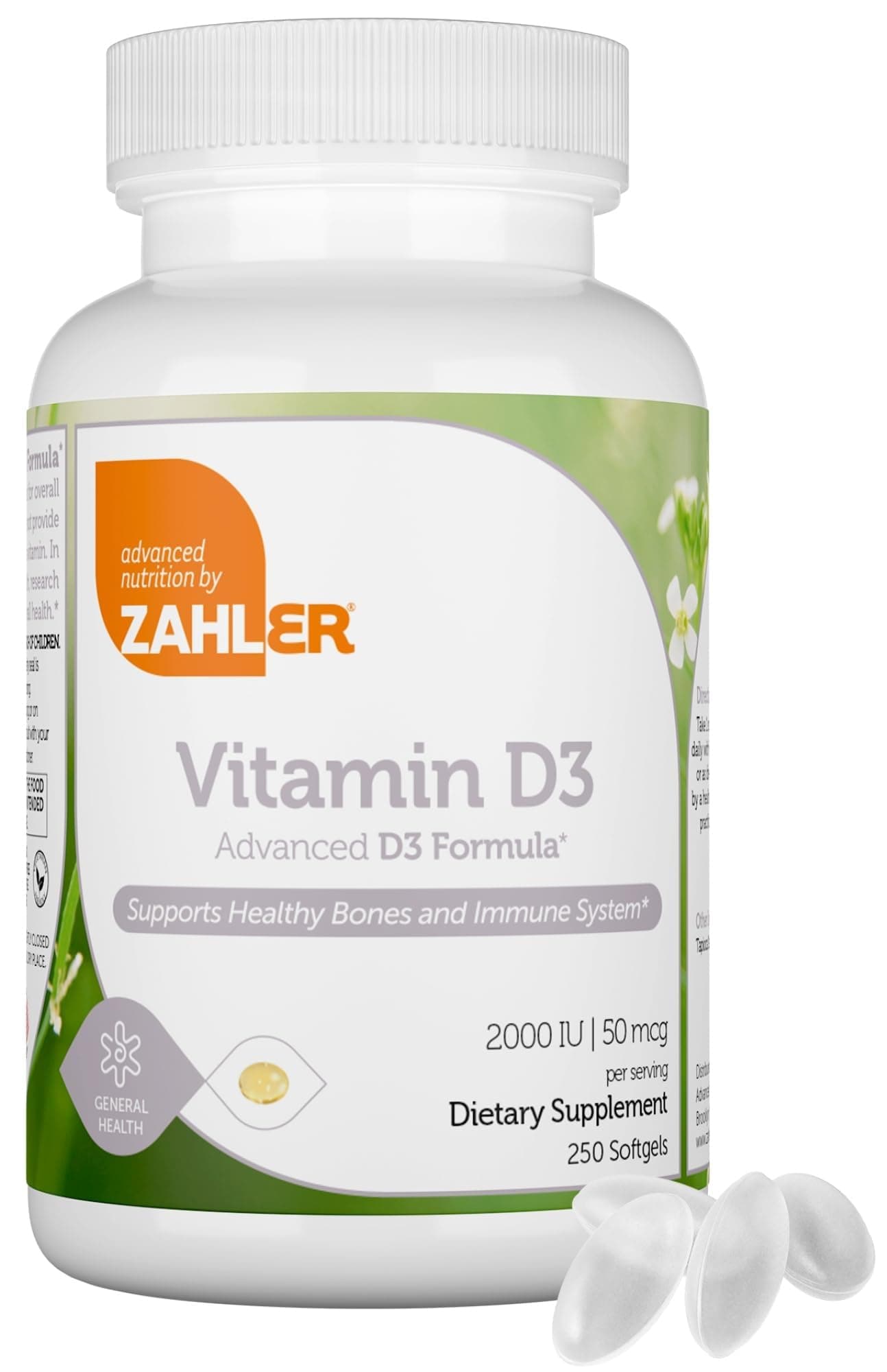 Advanced Vitamin D3 2000 IU Softgels (250 Count) Kosher Vegetarian Friendly Vitamin D for Immune Support, Bone, Teeth & Muscle Health - Daily D3 Vitamin Supplement for Adults - Easy Swallow V