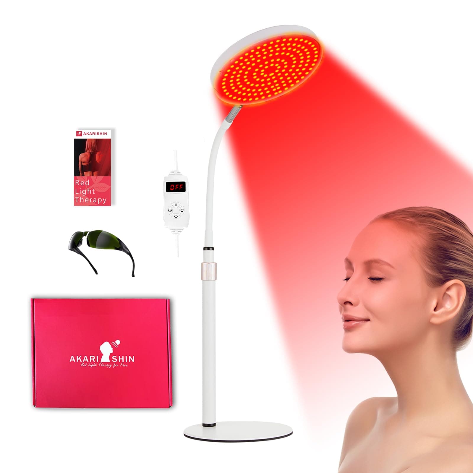 Red Light Therapy Lamp for Face- Facial and Body Treatment with Adjustable Height Stand, 120 LEDs, 590nm, 660nm, 660nm+940nm - Alleviate Muscle Soreness, Skin Vitality