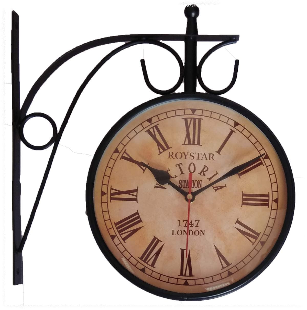 ROYSTAR Metal Station Clock (12 x 3 x 12 inch, Black)