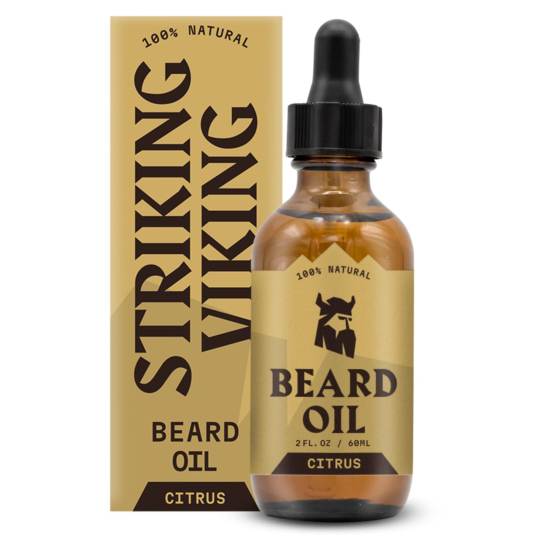 Striking Viking Citrus Beard Oil for Men - 2 Fl Oz - Moisturizing & Softening Formula - Supports Fuller Beard Growth - Soothing Tea Tree & Jojoba Oil Infusion