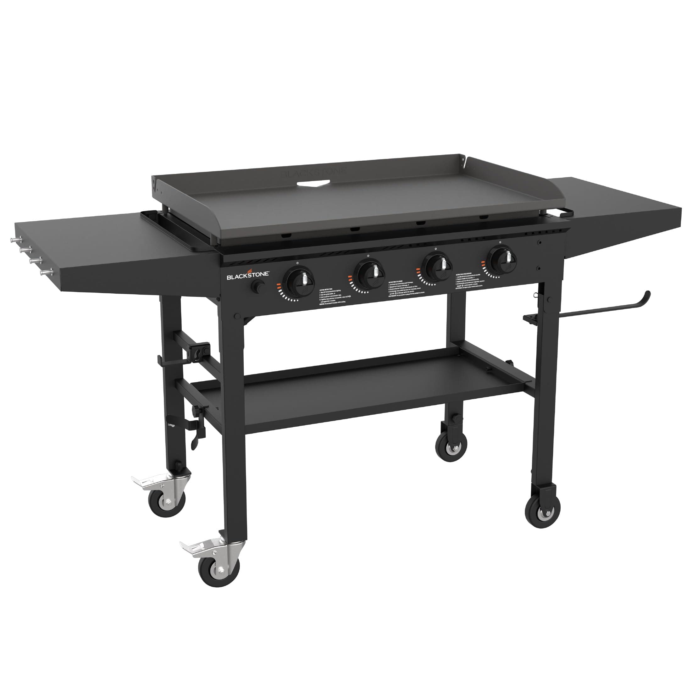 Blackstone 36 Inch Gas Griddle Cooking Station 4 Burner Flat Top Gas Grill Propane Fuelled Restaurant Grade Professional 36” Outdoor Griddle Station with Side Shelf