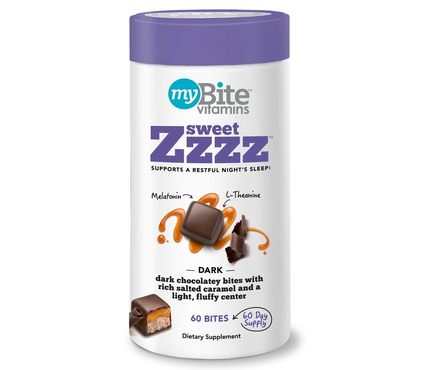 Mybite Sweet Zzzz Sleep Chocolate Supplement, 60 Bites