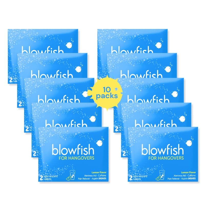 Blowfish for Hangovers | 10 Single Dose Envelopes | Perfect for Welcome Bags, Hangover Kits, Wedding & Bachelorette Favors | Fast Hangover Relief | Starts to Work in 15 Minutes (10 Pack)