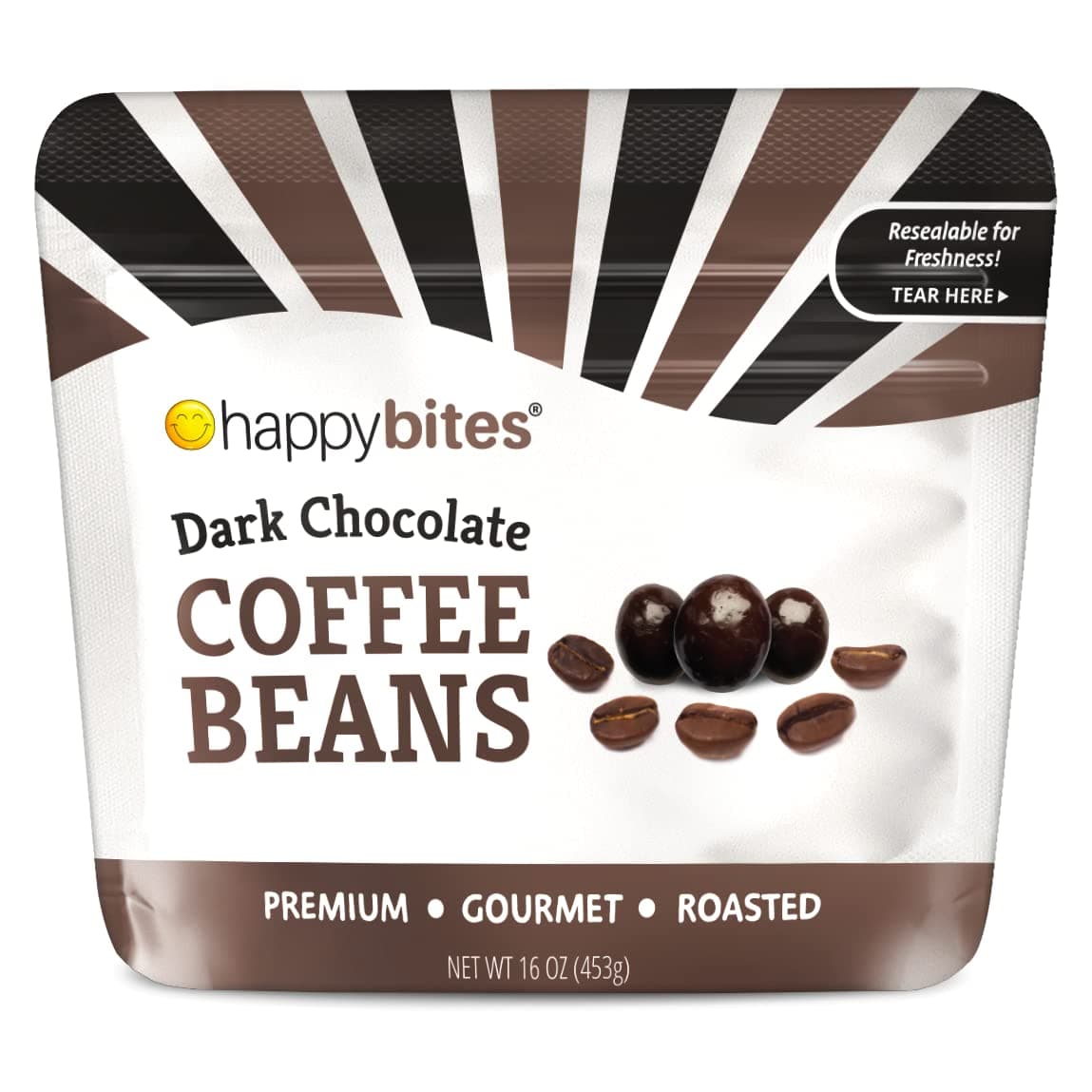 - Happy Bites Dark Chocolate Covered Coffee Beans (16 oz / 1 Bag) – Resealable