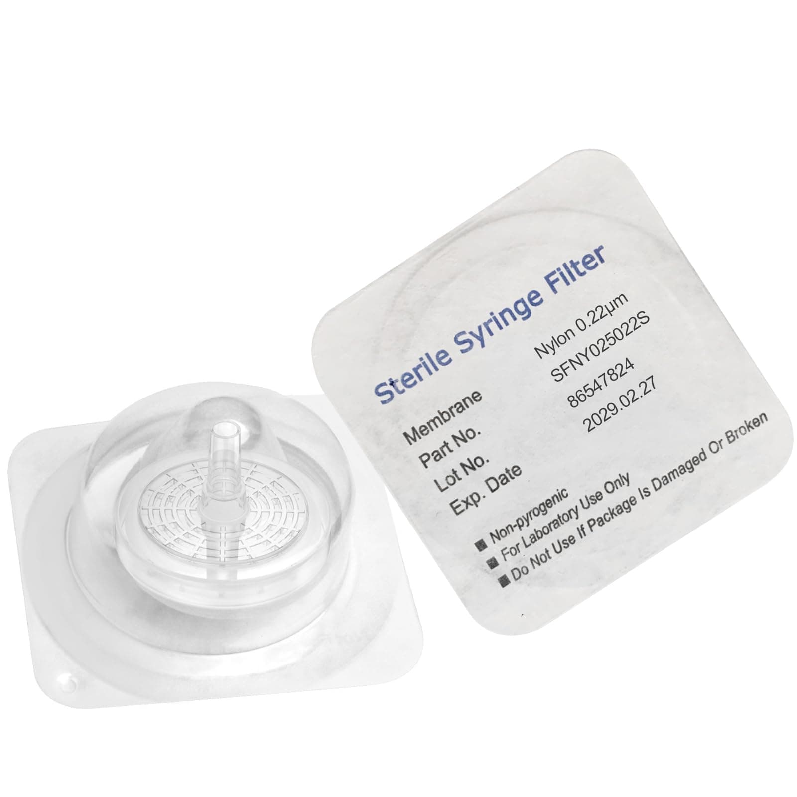 Sterile Syringe Filters Nylon 25 mm Diameter 0.22 um Pore Size Individually Packaged 100/pk