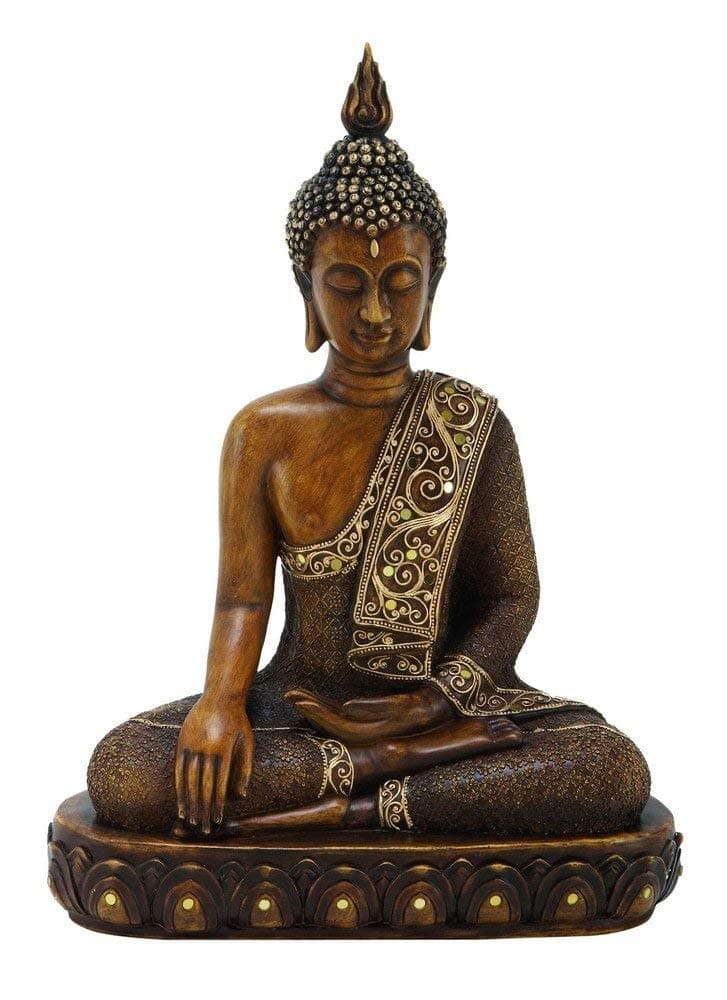 Deco 79 Bohemian Polystone Buddha Sculpture, 12" x 6" x 15", Brown
