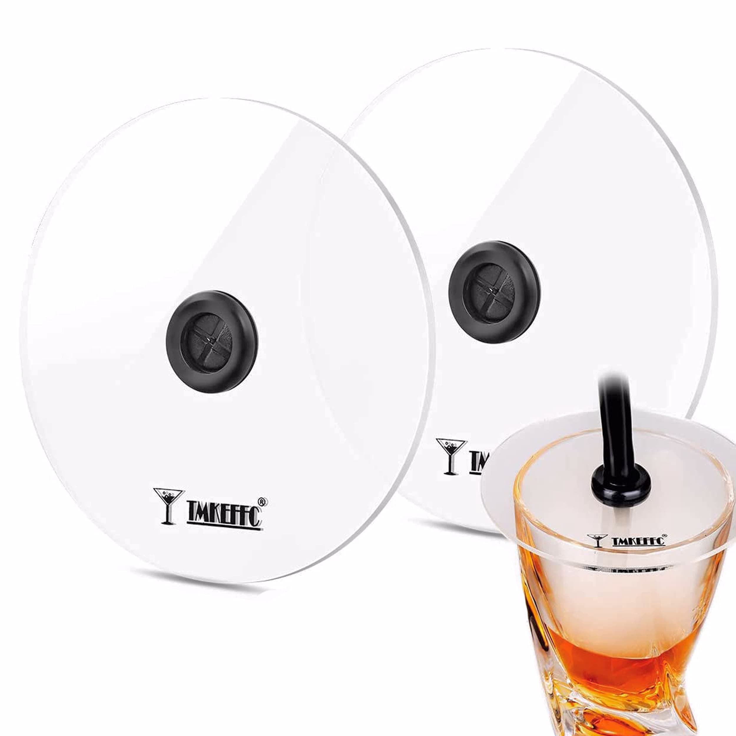 TMKEFFC Smoking Gun Cup Covers Pack of 2, Lids for Cocktail Drinks Handy Smoke Infuser Accessories, for Wine-Cups Goblet Glasses Tumblers Mugs Bowls Diameter Below 4.7"