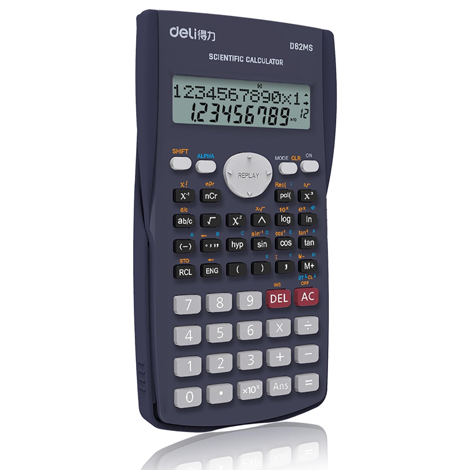 WD82DMS Scientific Calculator with | 3 Years Warranty | 240 Functions and 2 Line LED Display | ANS Function, Fractional Arithmetic Function - Black