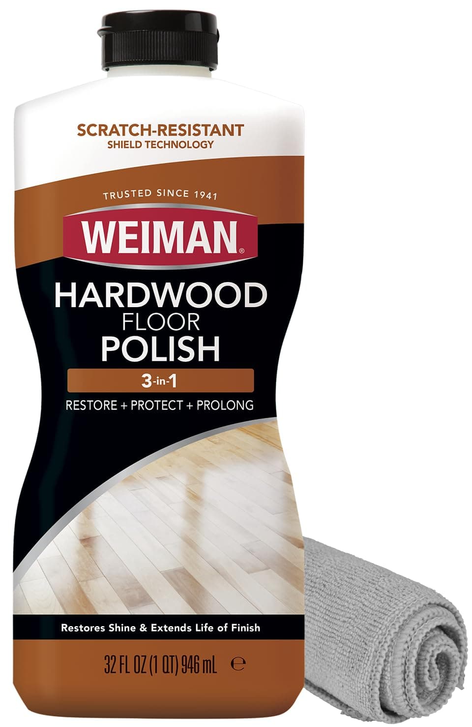 Wood Floor Polish and Restorer 32 Oz Bundle - High-Traffic Hardwood Floor, Natural Shine, Removes Scratches, Leaves Protective Layer