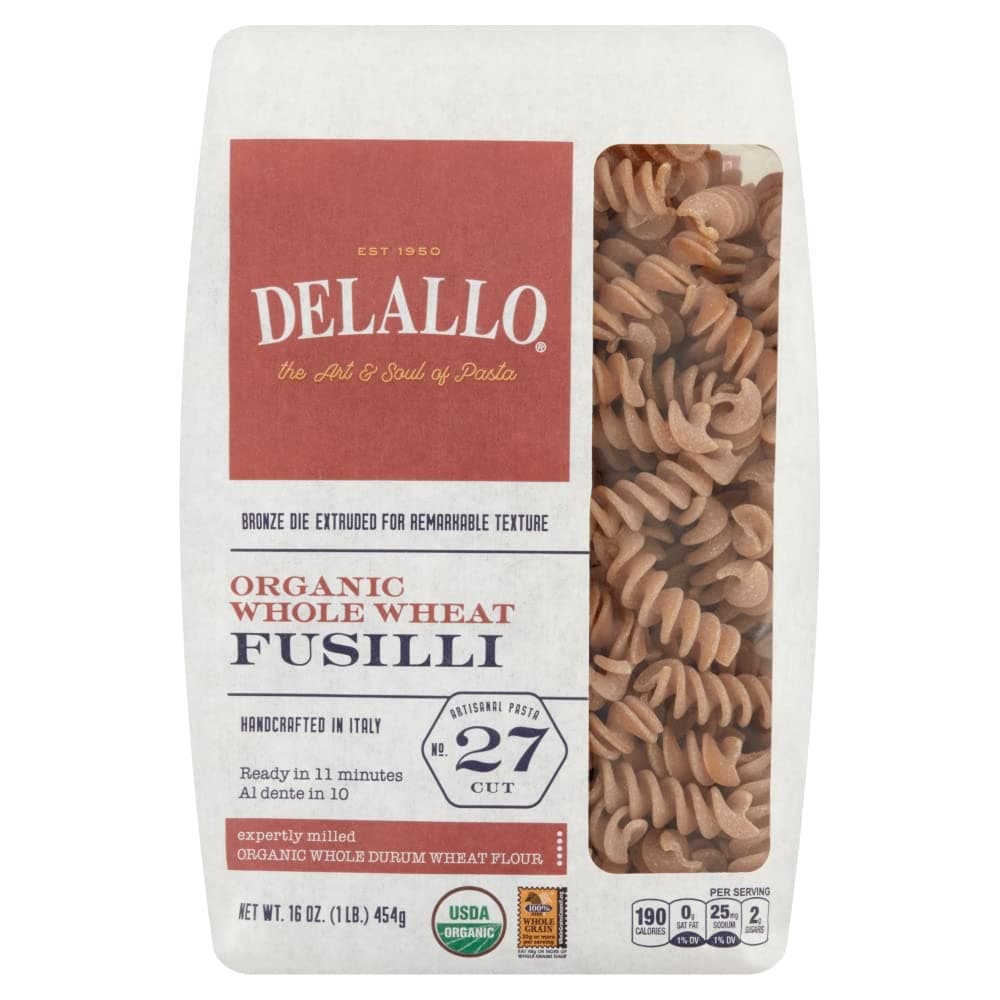 DeLallo, Fusilli No. 27, 100% Organic Whole Wheat Pasta, 16 oz (454 g)