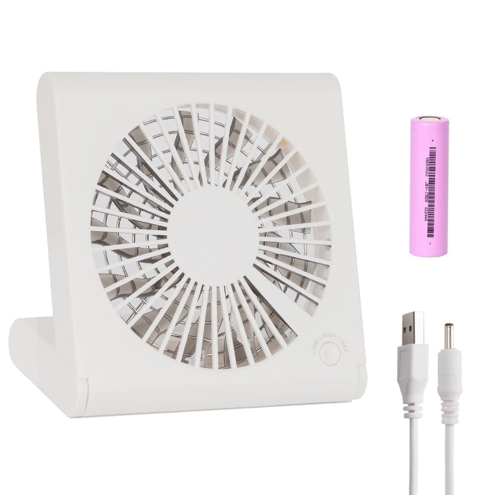 Foldable Fan, Portable with Battery Powered, USB Rechargeable mini Fan, Ultra Thin 135 Degree Foldable Electric Quiet Fan, 2018 new, White