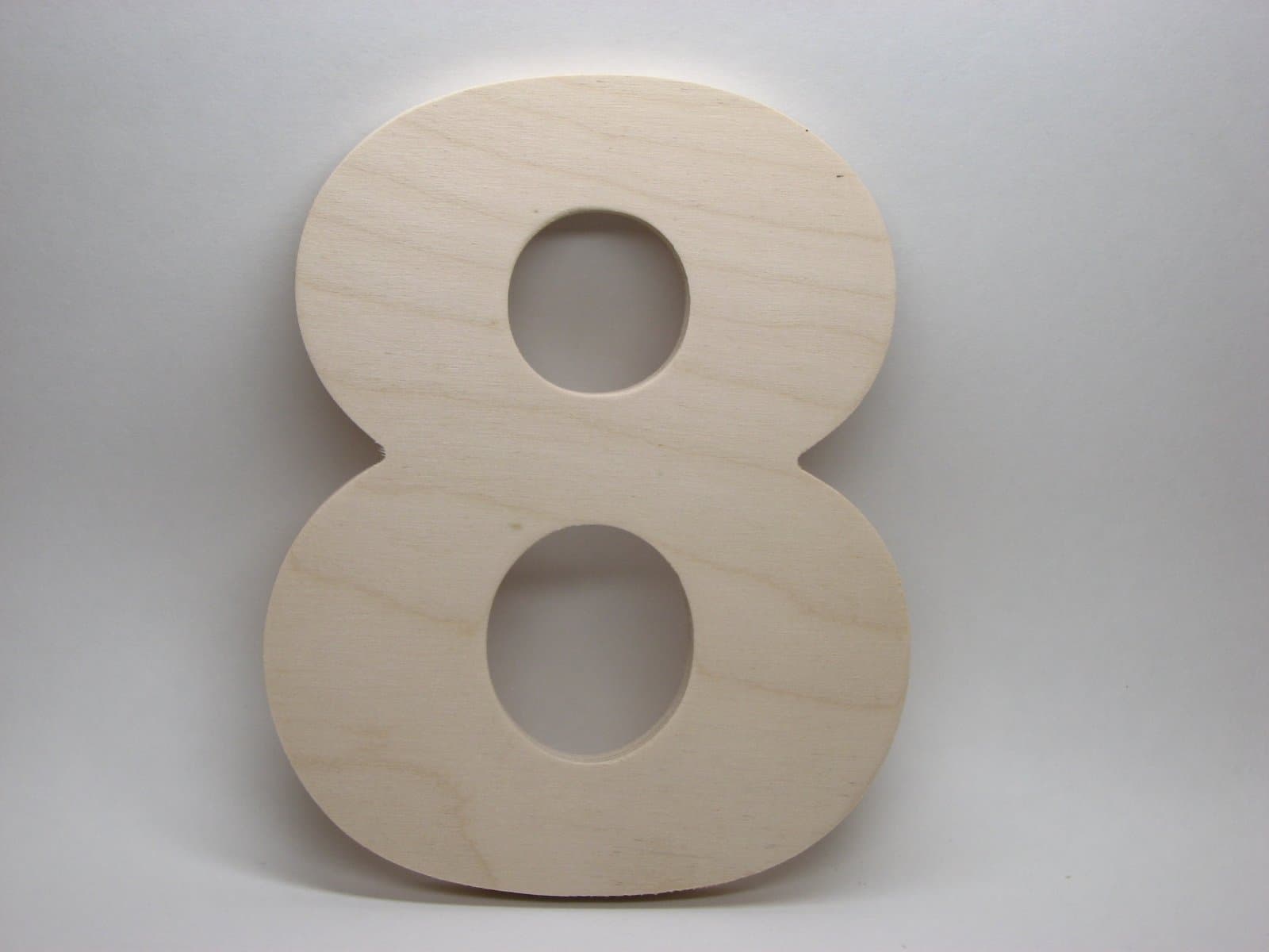 LetterWorx 8" Wooden Number 8 - Arial Font | Unfinished Baltic Birch Wood Letter | 8 Inch Tall