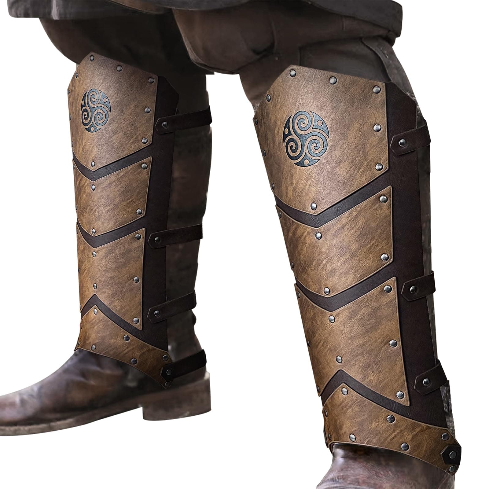 HiiFeuer Mittelalterliche Beinschienen aus Kunstleder, Mittelalterliche Ritterbeinrstung, Sldnerbeinschtzer fr LARP Kostm