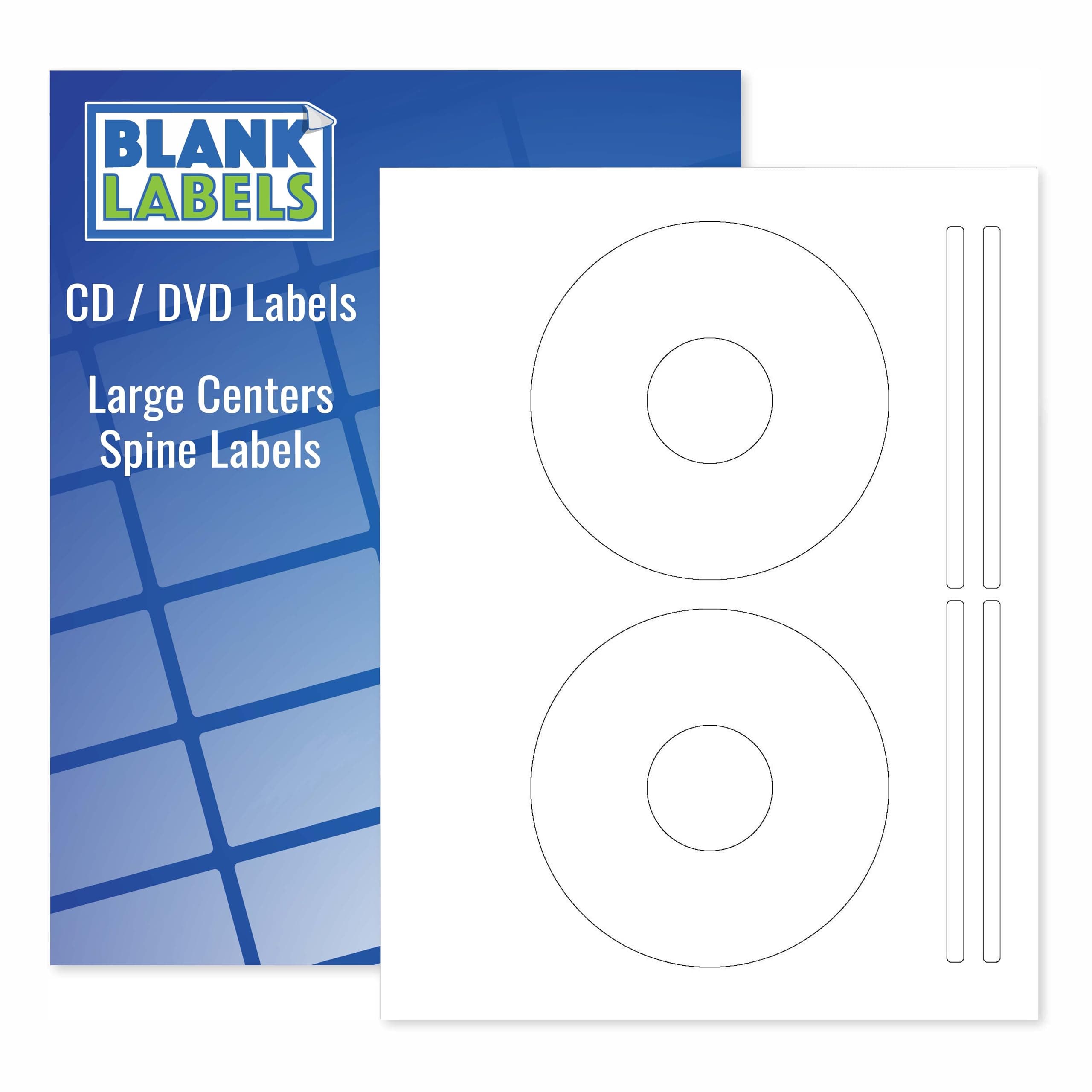 CD/DVD Label | Qty 50 Disc, 100 Spine | 25 Sheets Total | Permanent White Matte | Compatible with Inkjet and Laser Printer | Blank Labels