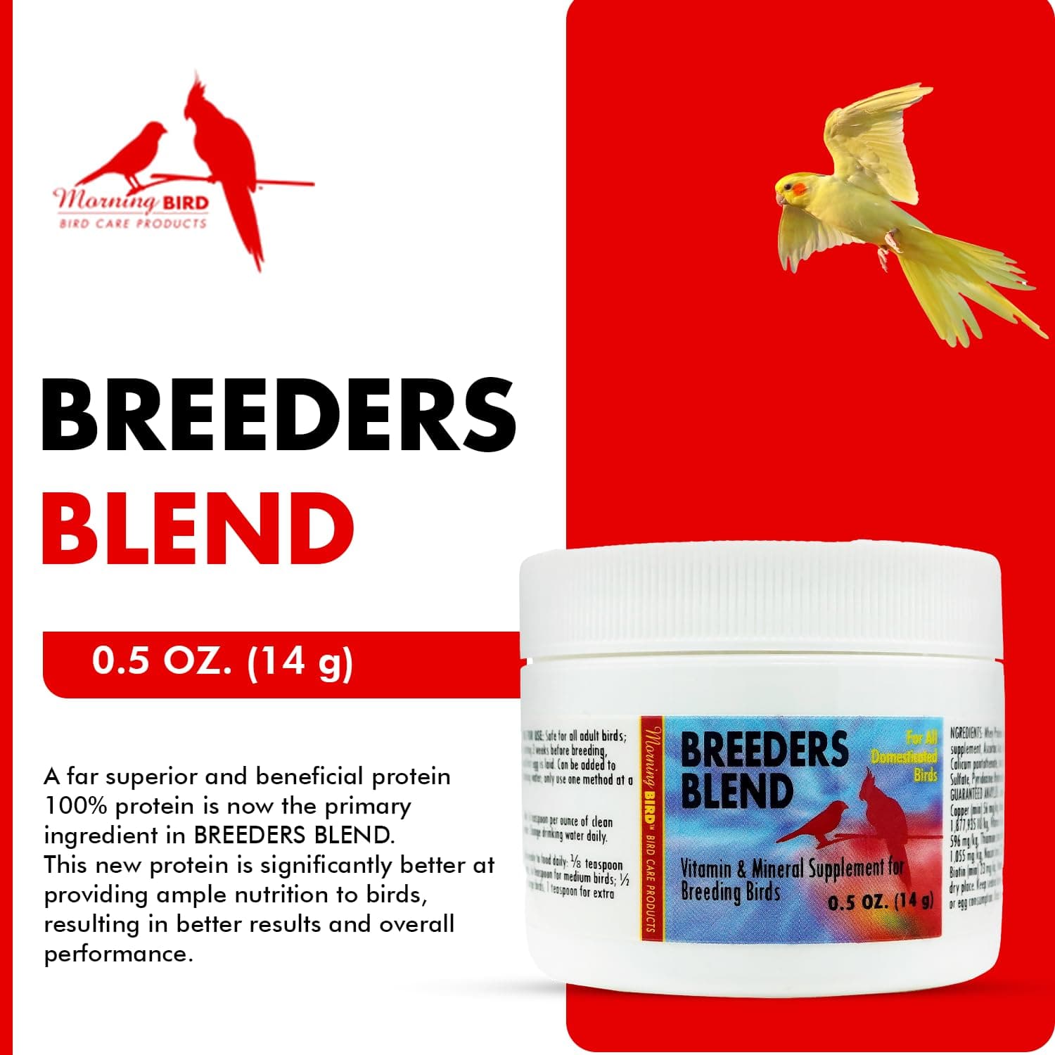 Morning Bird Breeders Blend 0.5 oz – Protein Supplement for Birds – Supports Breeding, Chick Growth, Muscle Development & Immune Support – Daily Vitamin Blend for Strong Bones & Overall Health