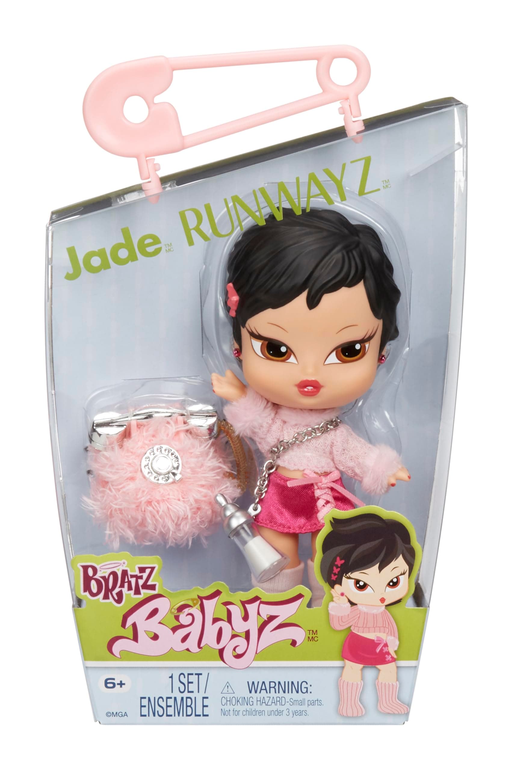 Babyz Runwayz Doll - Jade - 1 Collectible Fashion Doll with Stylish Outfit, Cute Baby Doll with a Necklace That Doubles as a Keychain - Kids Toy - Great for Ages 6 and Older