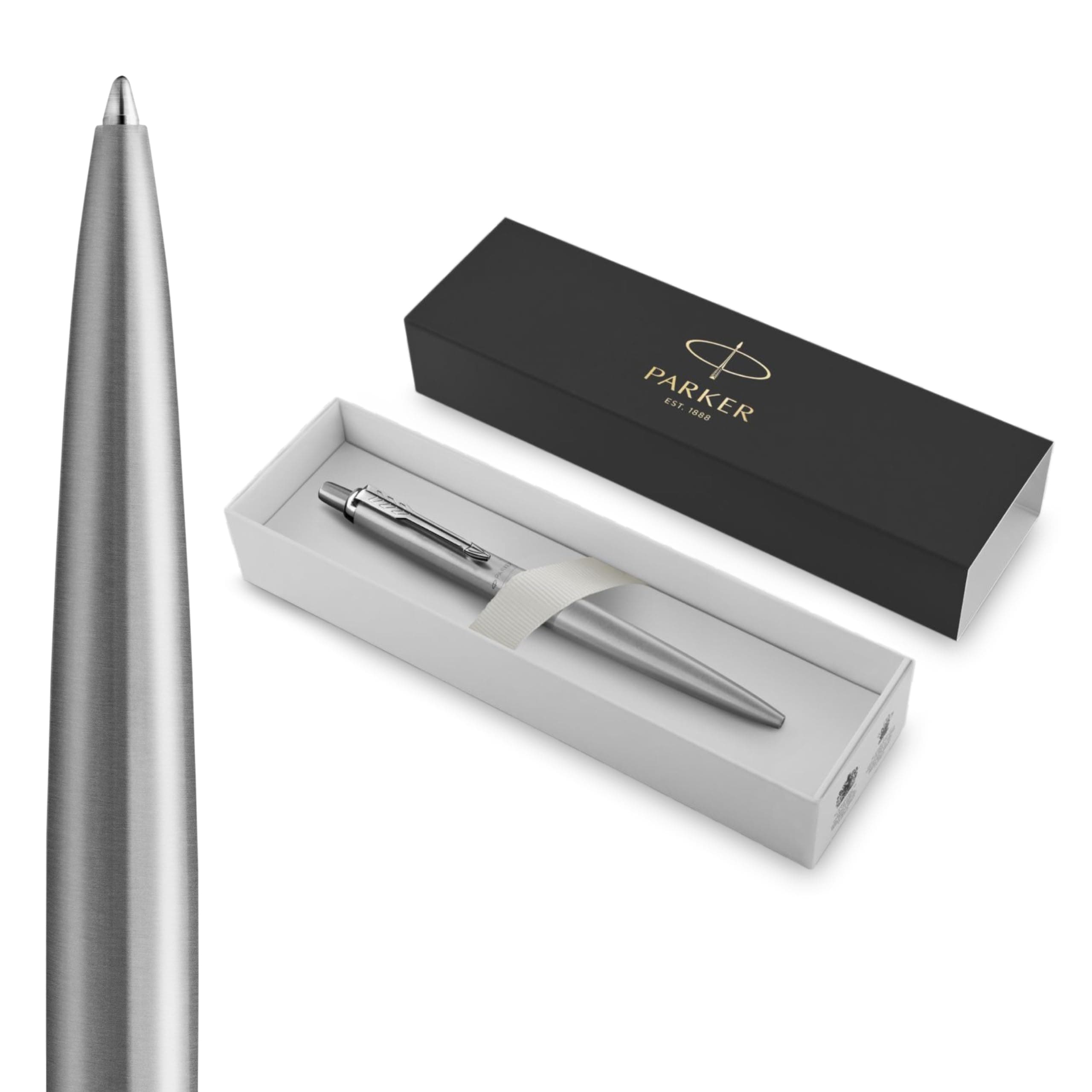 Jotter XL Ballpoint Pen | Monochrome Stainless | Medium Point | Blue Ink | Gift Box