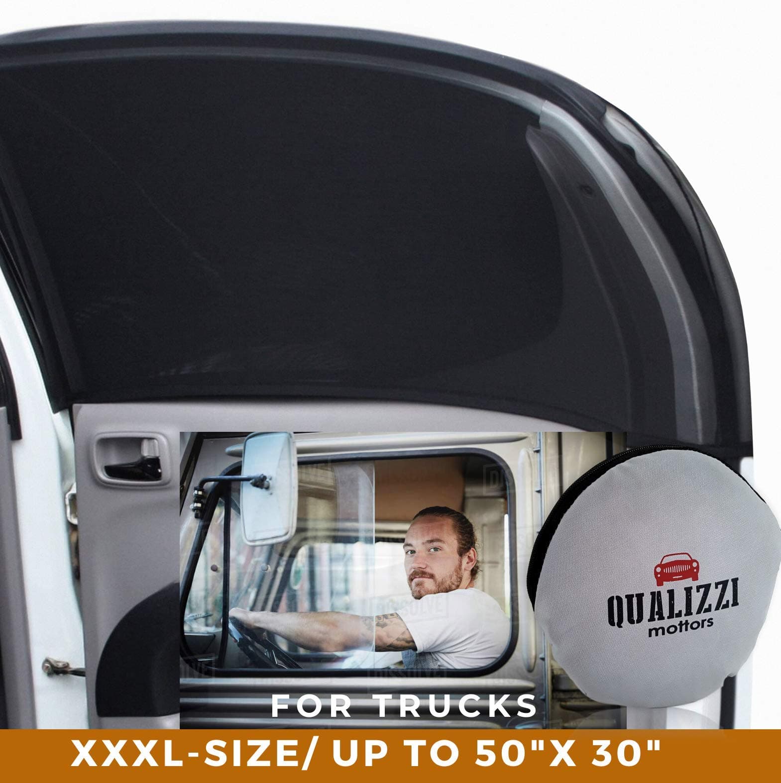 XXXL/Window Sun Shades for Trucks (11Sizes) - Slip-On Breathable Mesh Socks for Side Windows, Full Coverage Heat & Bug Protection, 2-Pack by Qualizzi