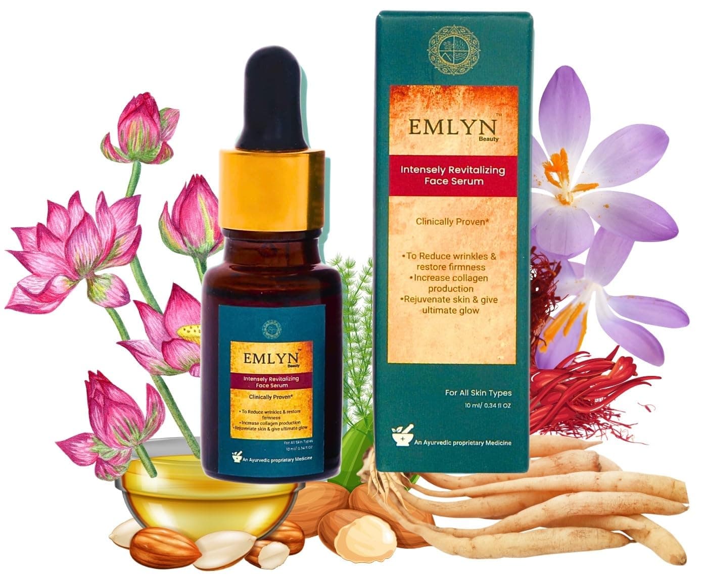 EMLYN Beauty's Intensely Revitalizing face Serum | Face Oil for Pigmentation, Wrinkle and Collagen Boosting | Suitable for Dry and Combination Skin - 10 ml