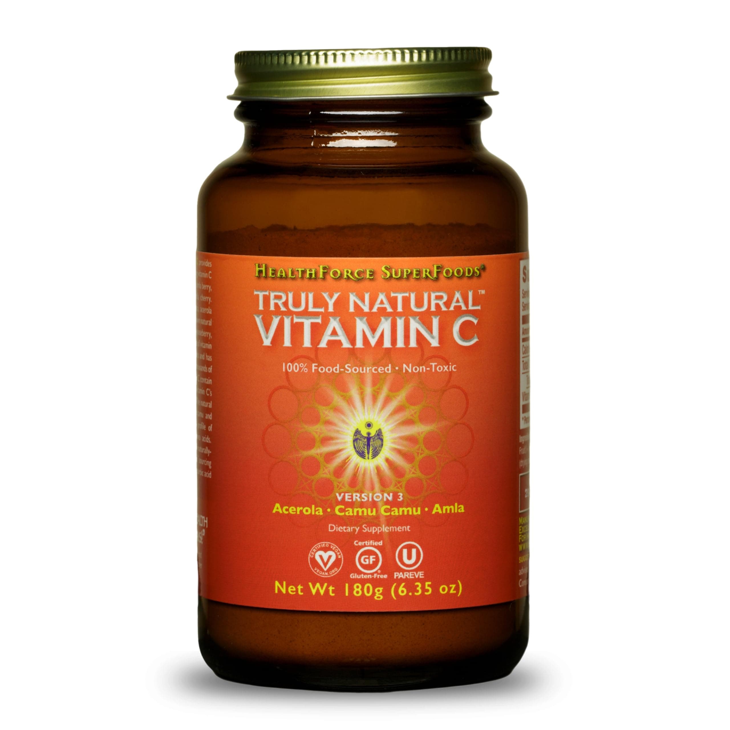 HEALTHFORCE SUPERFOODS Truly Natural Vitamin C - Immune Support Supplement with Camu Camu Berry - Vitamin C Supplement for Immune Health - Vegan, Non-GMO - 180 Grams, 30 Servings