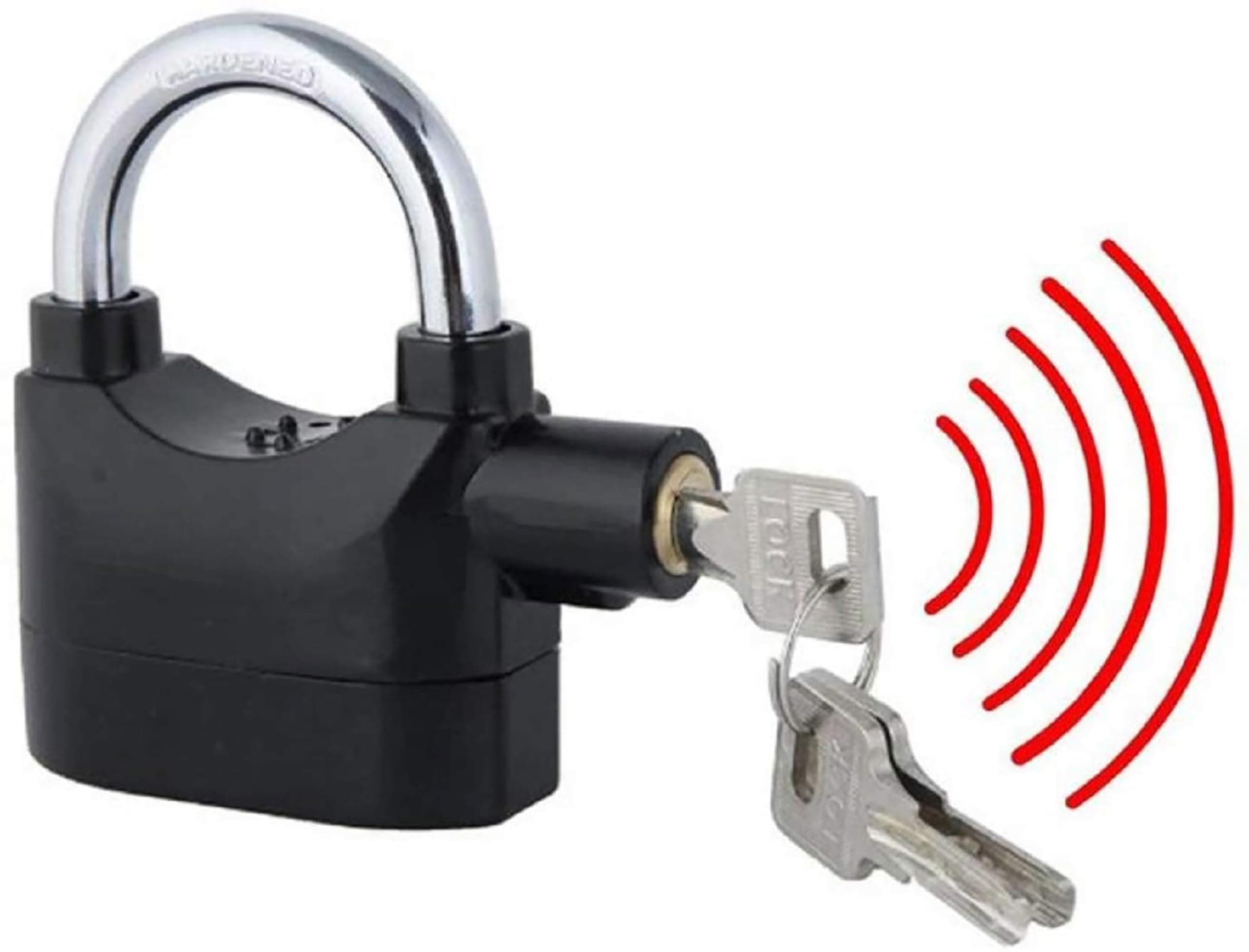 Sponsored Ad - Security Alarm Metallic Lock System | Waterproof Black Anti-Theft Siren 110DBA Alarm Anti potong Padlock for Universal Use | Thickened Shackle Lock with 3Keys(1Pcs) | Black