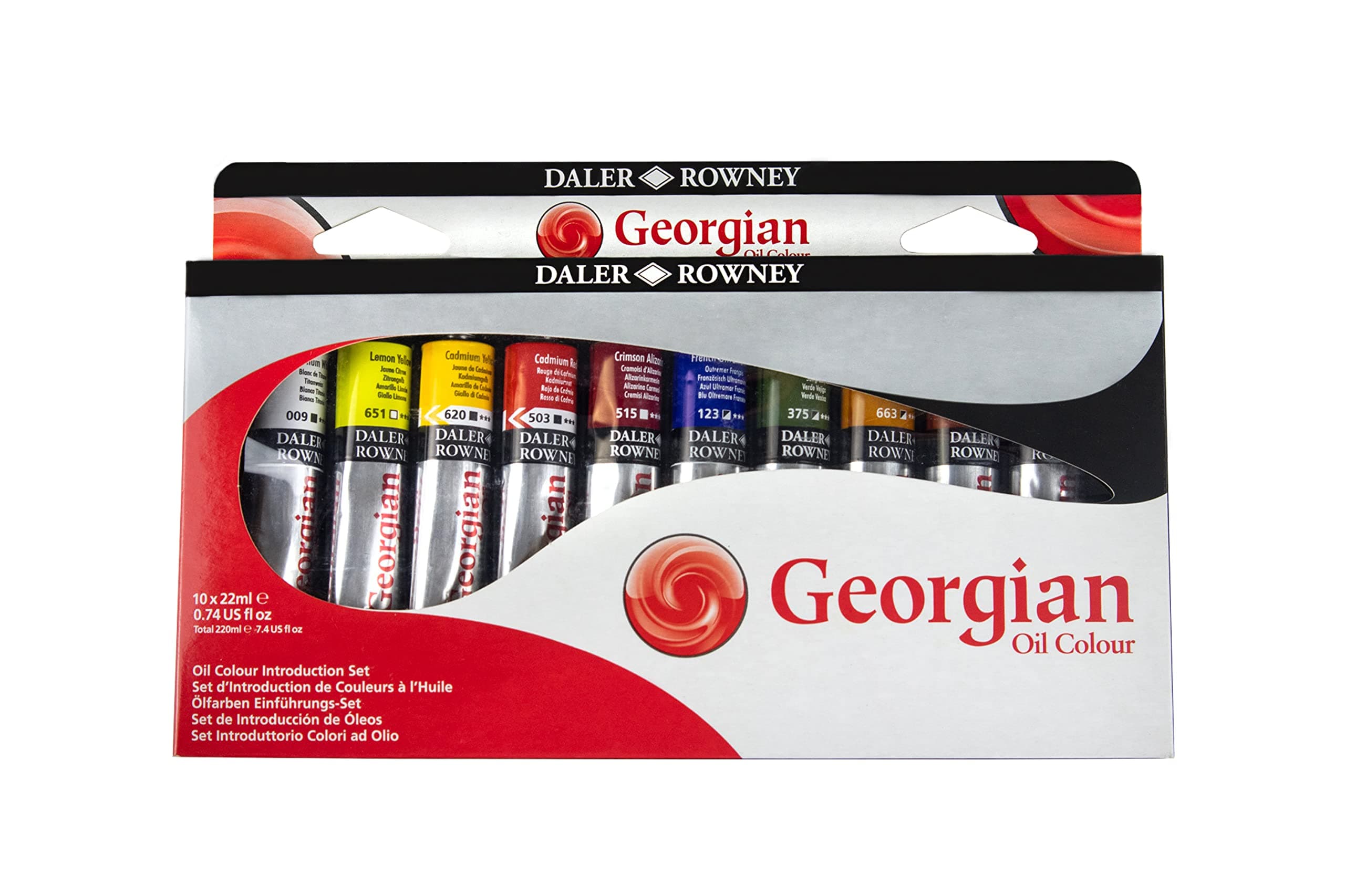 Daler Rowney Georgian 10-Tube Introductory Artist Oil Paint Set - Painting Set for Canvas Paper and More - Oil Painting Supplies for Artists and Students - Oil Paints for All Skill Sets