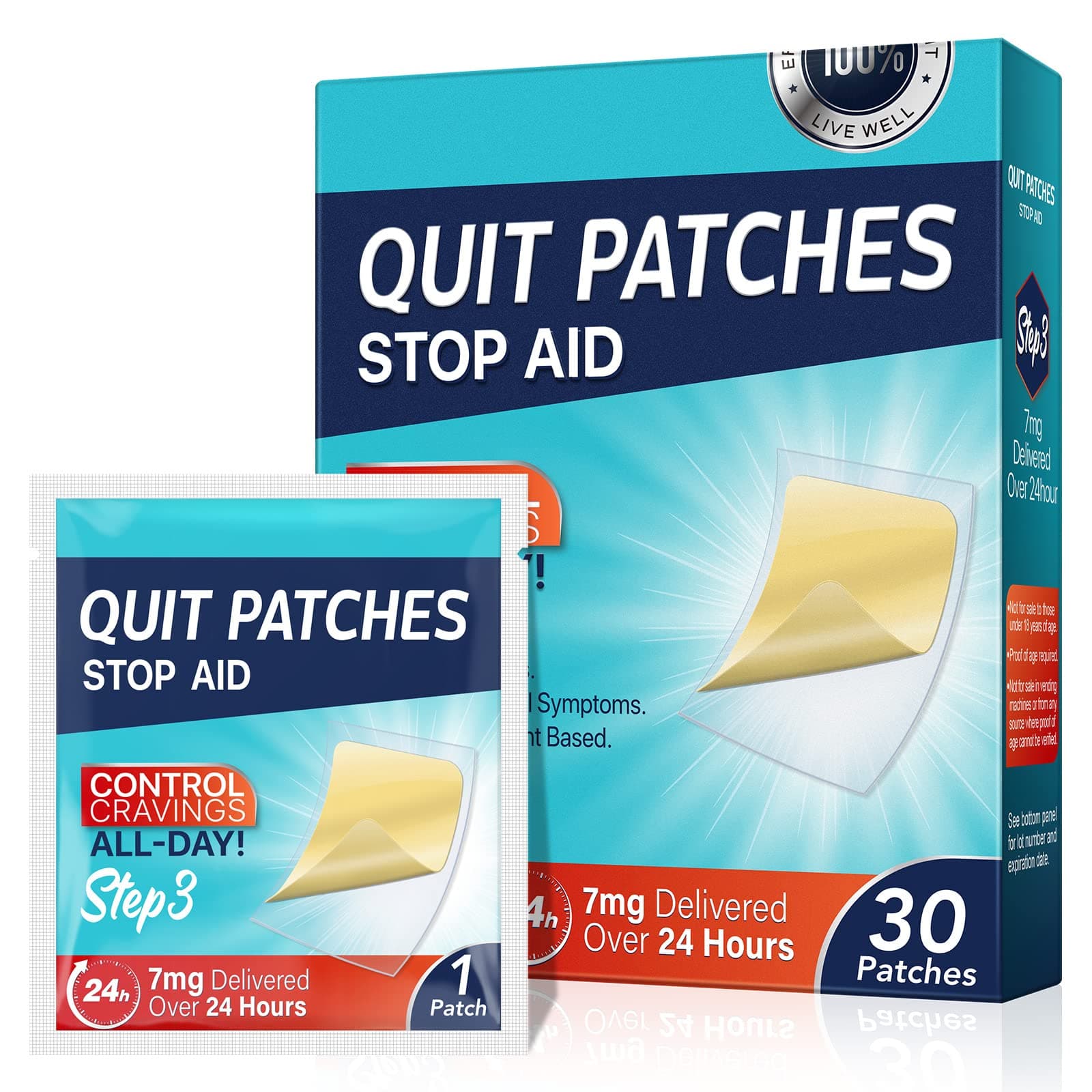 7 mg Step 3 Patches, Patch, Aid, Easy and Effective Anti-Stickers, Best Product to Help with Behavioral Support Program (30 Patches)