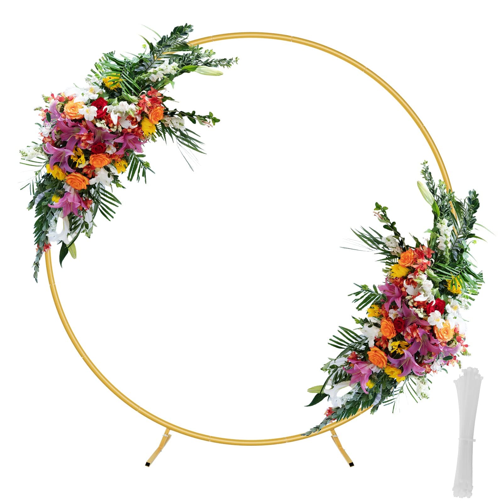 6.6ft Round Backdrop Stand, Stable Circle Balloon Arch Metal Frame for Wedding Birthday Party Baby Shower Decoration(Gold)