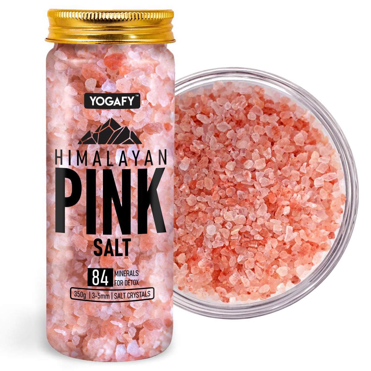 YOGAFY- Himalayan Pink Crystals Salt with 84 Minerals For Cooking | 100% Natural | 350g- For Detox