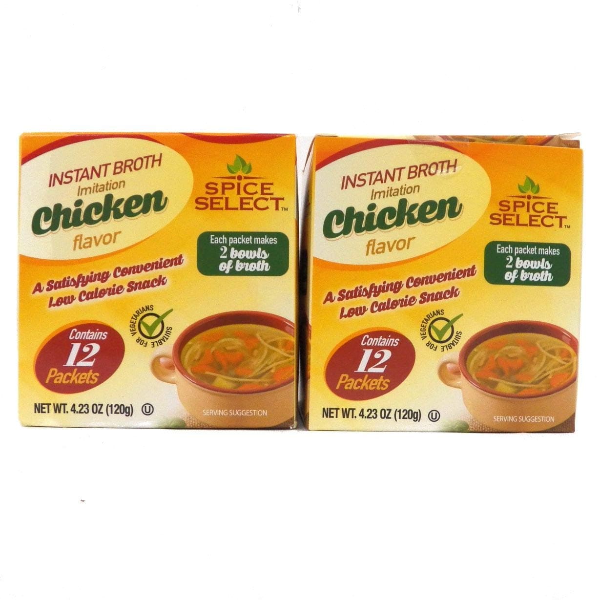 Spice Select Instant Broth Imitation Chicken Flavor (2 boxes of 12 Packets)
