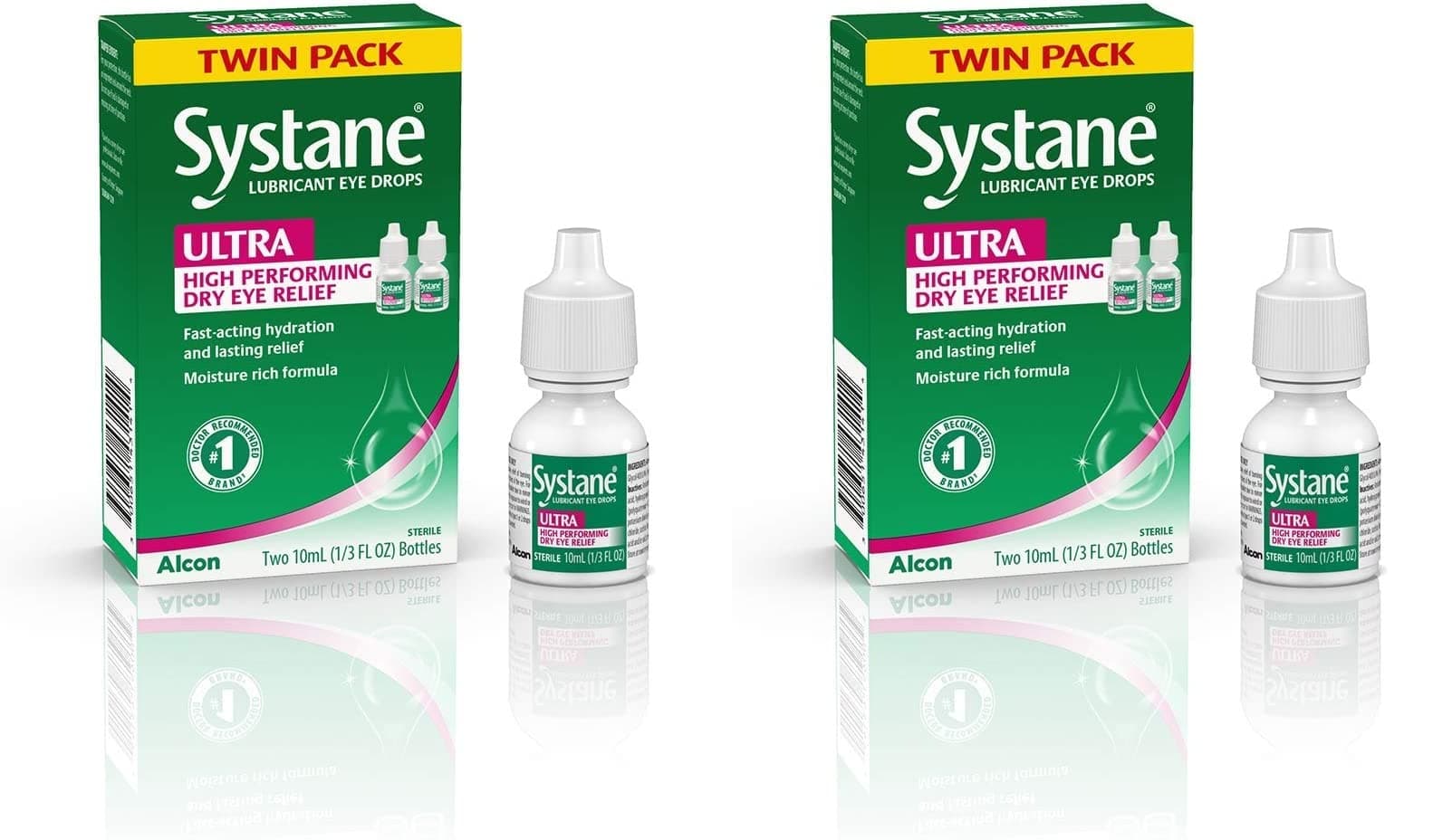 Ultra Lubricant Eye Drops, Artificial Tears for Dry Eye, Twin Pack, 10-mL Each (Pack of 2)