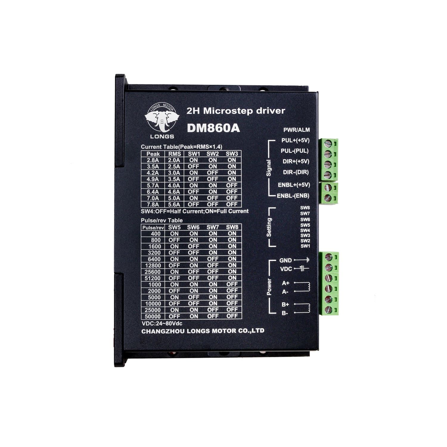 Nema34 Stepper Motor Driver DM860A 7.8A 256micsteps 2480VDC Black CNC Router