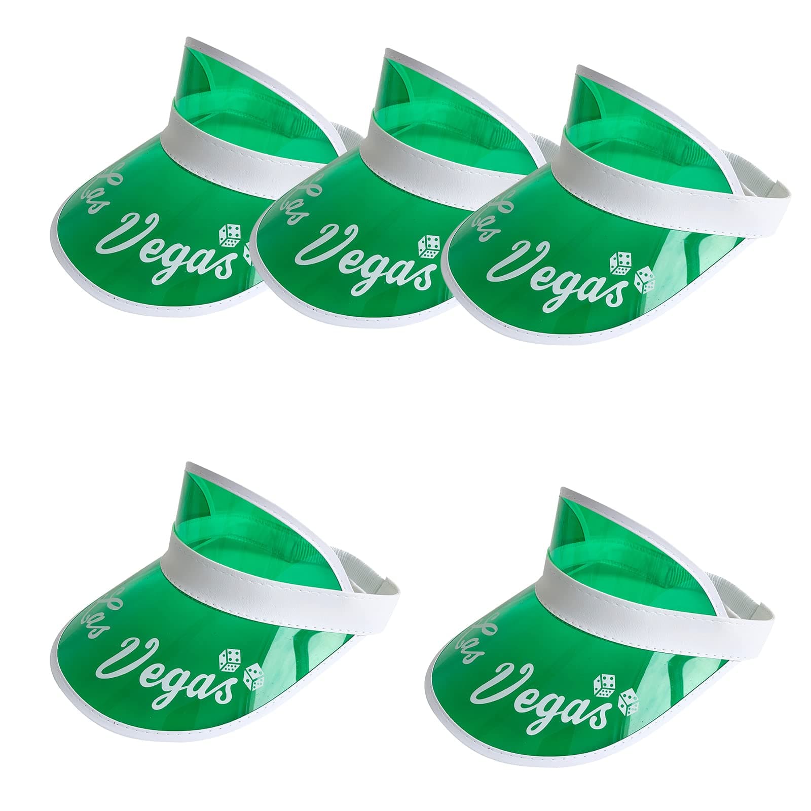 YH Poker 5PCS Las Vegas Green Dealer Visors,Costume Hat, One Size Fits Most,Expandable Headband