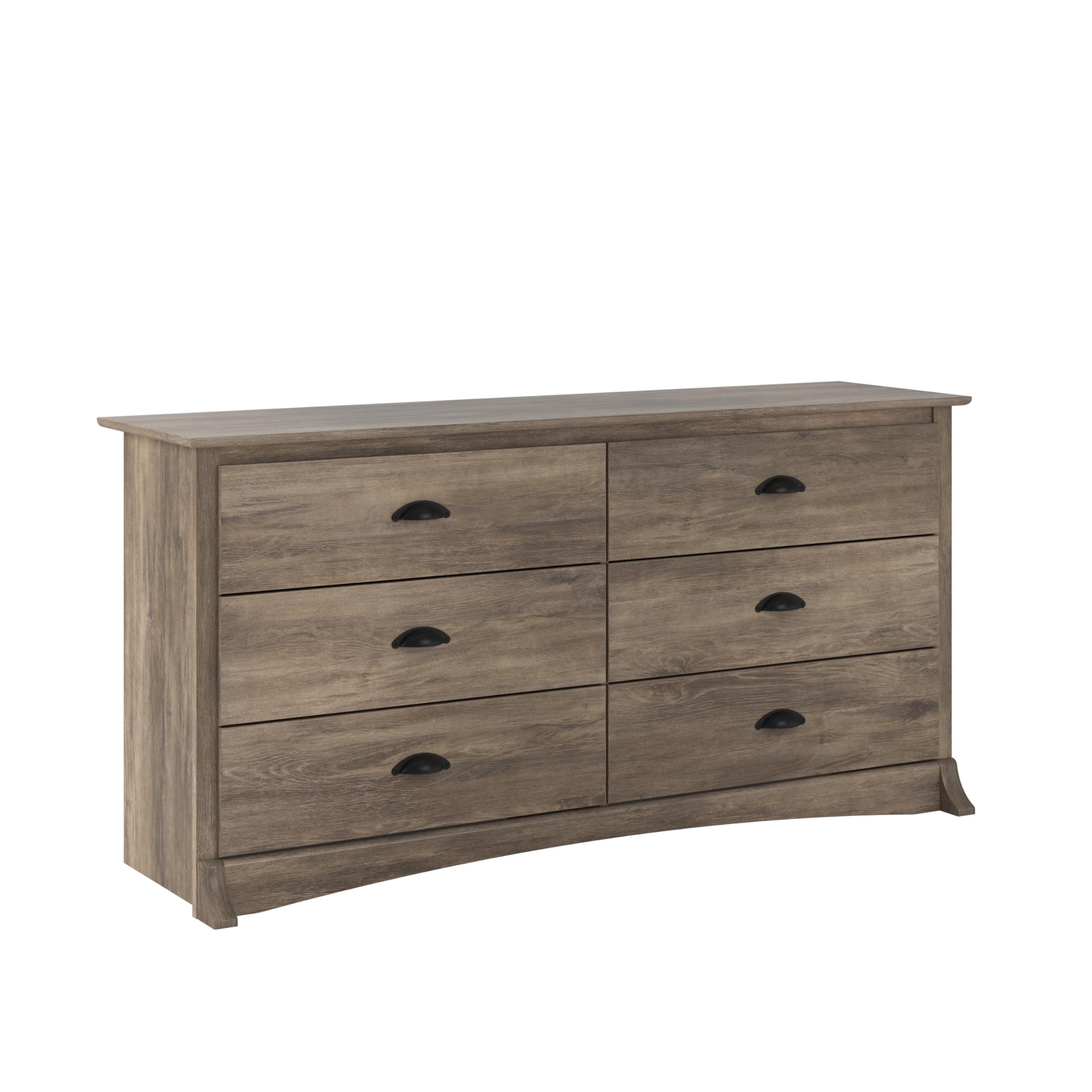 Prepac Sonoma 6-Drawer Double Dresser for Bedroom, Wide Chest of Drawers, Traditional Bedroom Furniture, 59" wide x 17.5" deep x 29" tall, Drifted Gray