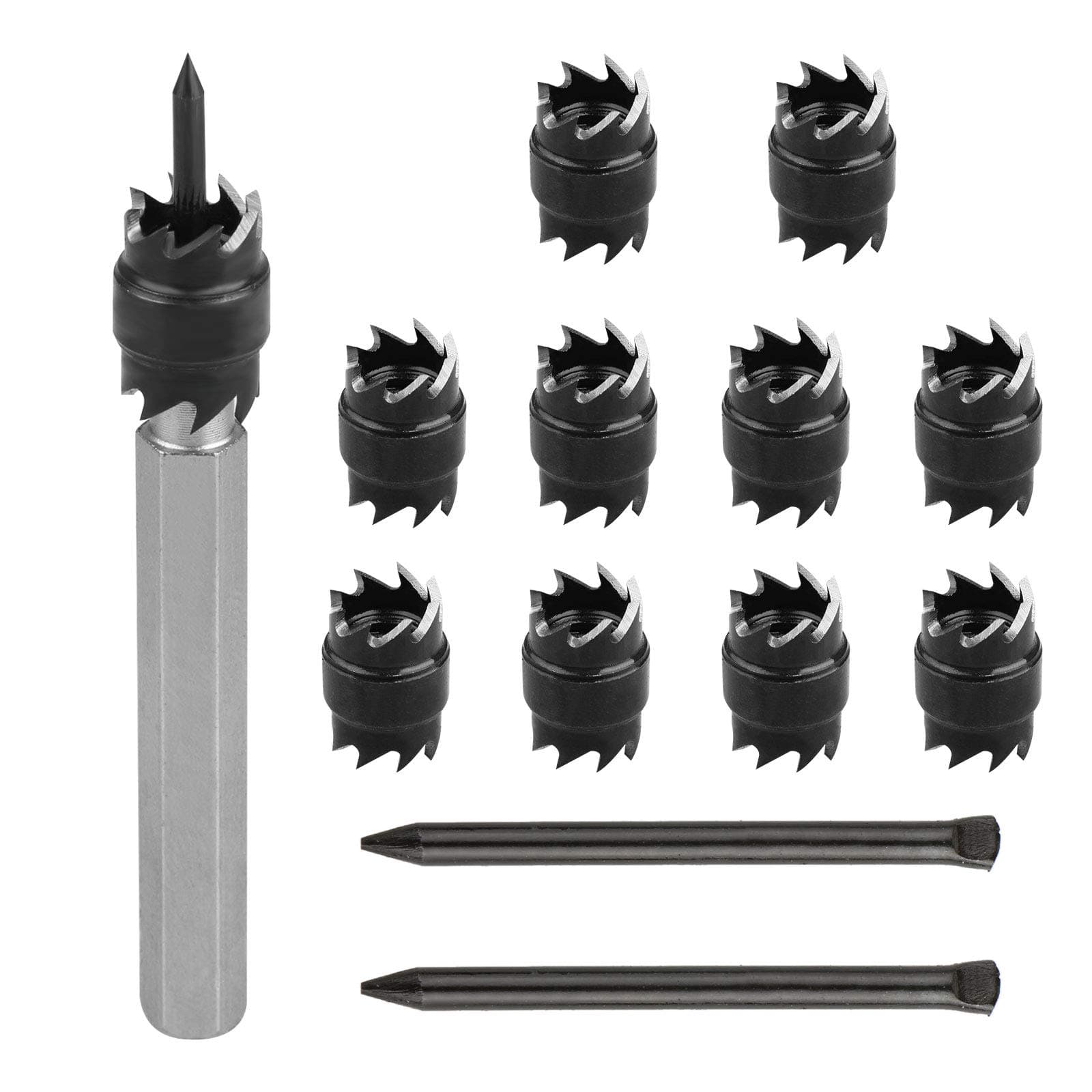 EEEKit13 Pack Rotary Spot Weld Cutter Remover Sets Double Sided, 3/8'' HSS Drill Bits Hex Sheet Metal Hole Cutter Remover for Power Drill Spot Welding