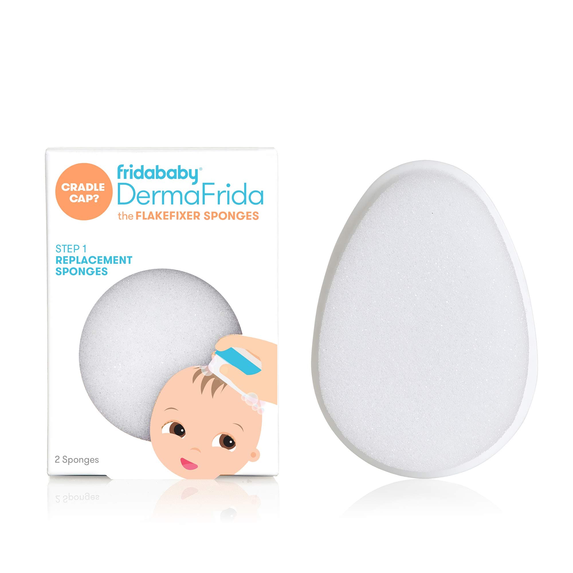 Frida Baby Replacement Sponges for The 3-Step Cradle Cap System by Dermafrida The Flakefixer 2 Pack of Soft Sponges Work with The Flakefixer System(Sold Separately)