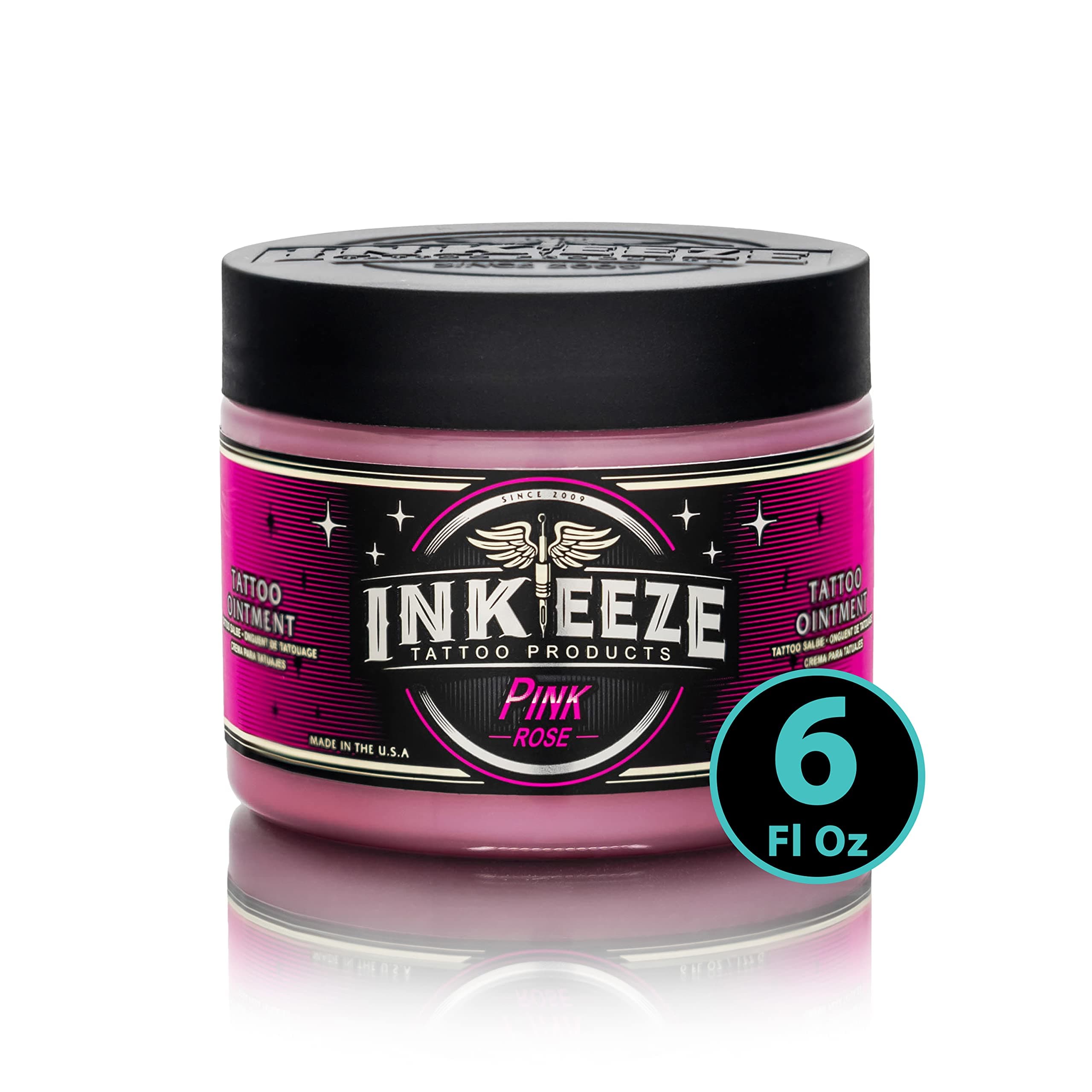 - INK-EEZE Pink Tattoo Ointment for Artists and Aftercare, Essential Oils, Vegan, Cruelty Free, Made in USA, Bubble Gum, 6oz