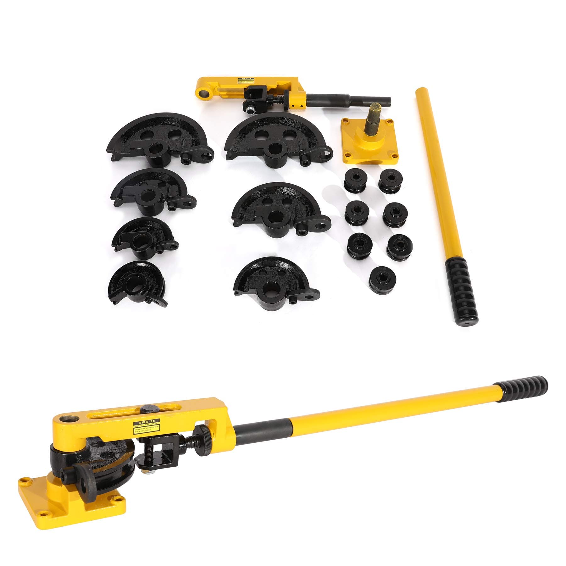 Sfeomi Pipe Bender 10-25MM Manual Pipe Bender 3/8 to 1 Inch Carbon Steel Pipe Tube Bender 7 Dies Heavy Duty Tube Bender for Bending Pipes Handheld Pipe Bending