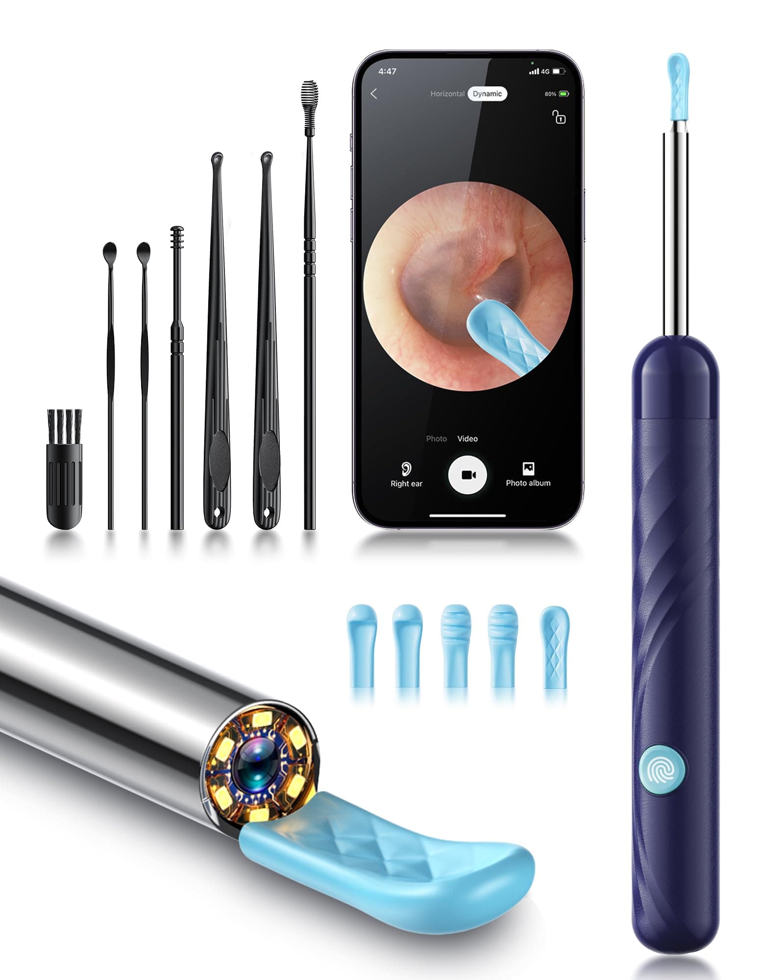 Ear Wax Removal, Ear Cleaner with Camera and Light, FSA - HSA Eligible, Ear Wax Removal Tool Camera with 1080P, Ear Cleaning Kit with 6 Spoons