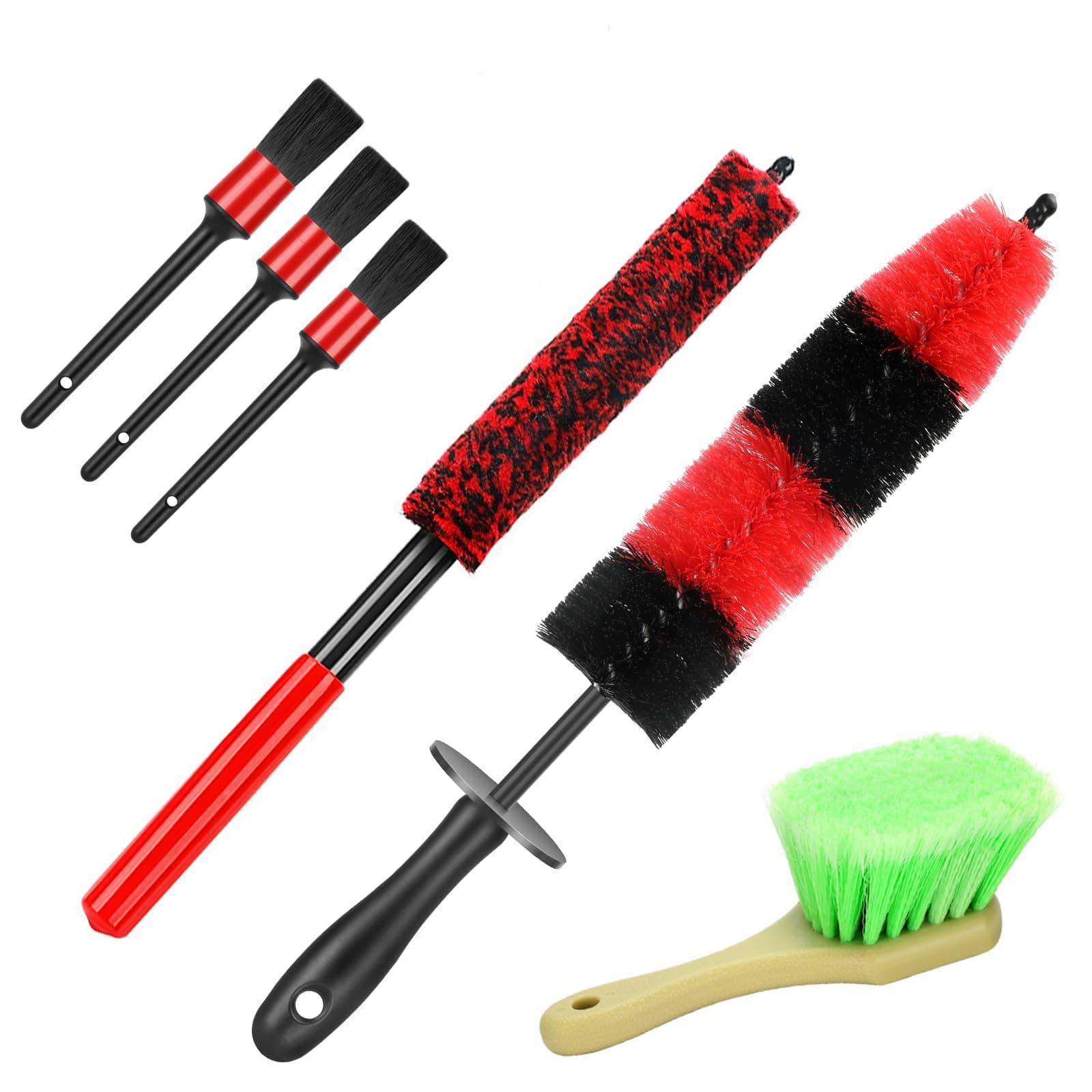 Car Wheel Rim Tire Brush Set, Car Detailing Wash Kit, Long Soft Wheel Brush, Car Detail Brushes Accessories for Automotive Cleaning Wheels, Interior,Exterior,Dirty Tires