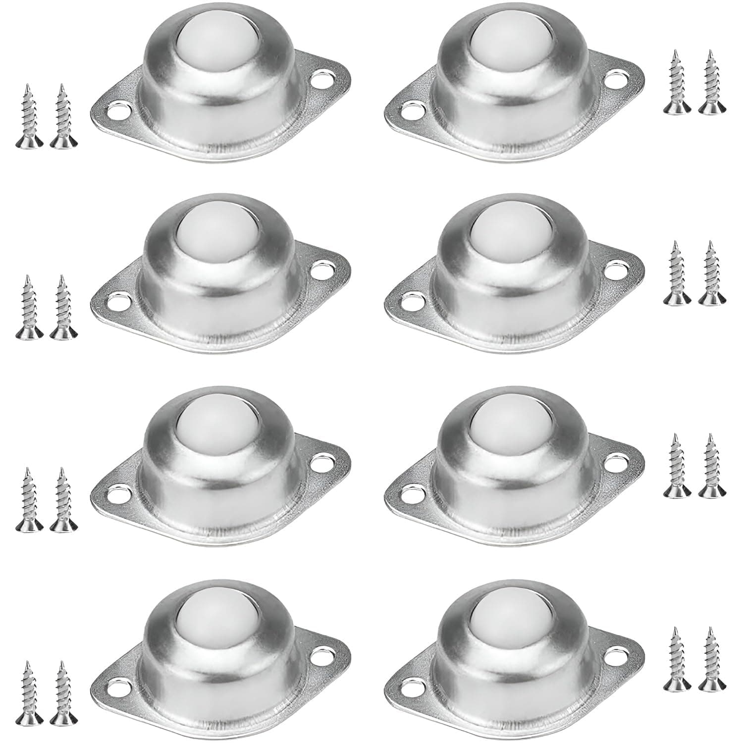 Joyzzz Mini Caster Wheels, 8 PCS 360 Degree Rotation Swivel Nylon Roller Ball Transfer Bearing Casters with Screws, 16mm Furniture Castors Wheels for Transmission, Furniture, Wheelchair