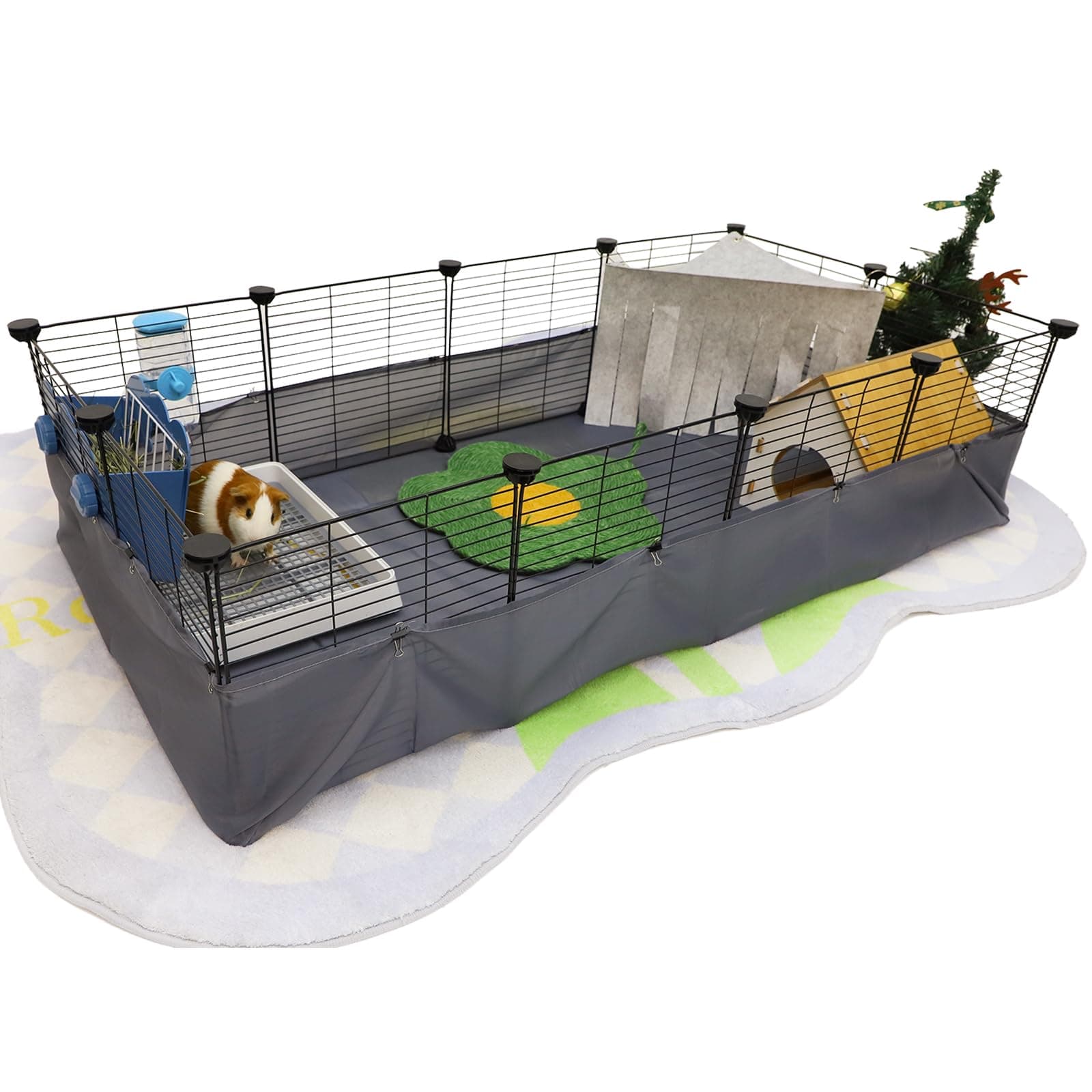 CHEGRON Guinea Pig Cages with Liner 48x24x12inch C&C Small Animal Cage Pet Puppy Dog Playpen Indoor Rabbit Chinchilla Hedgehog Habitat Fence DIY 12PCS Metal Grids with Bottom
