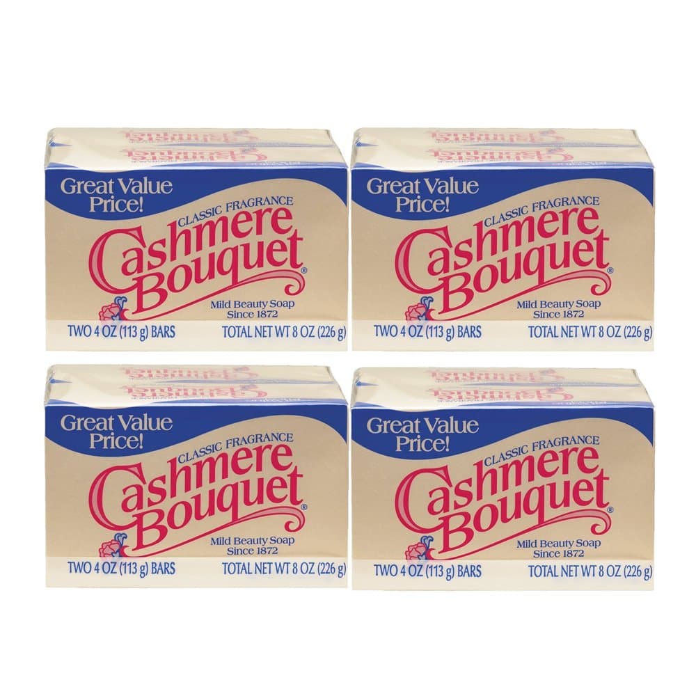 Four 2-Count (8) Cashmere Bouquet Mild Beauty/Bath Bar Soap, 4 oz. ea.