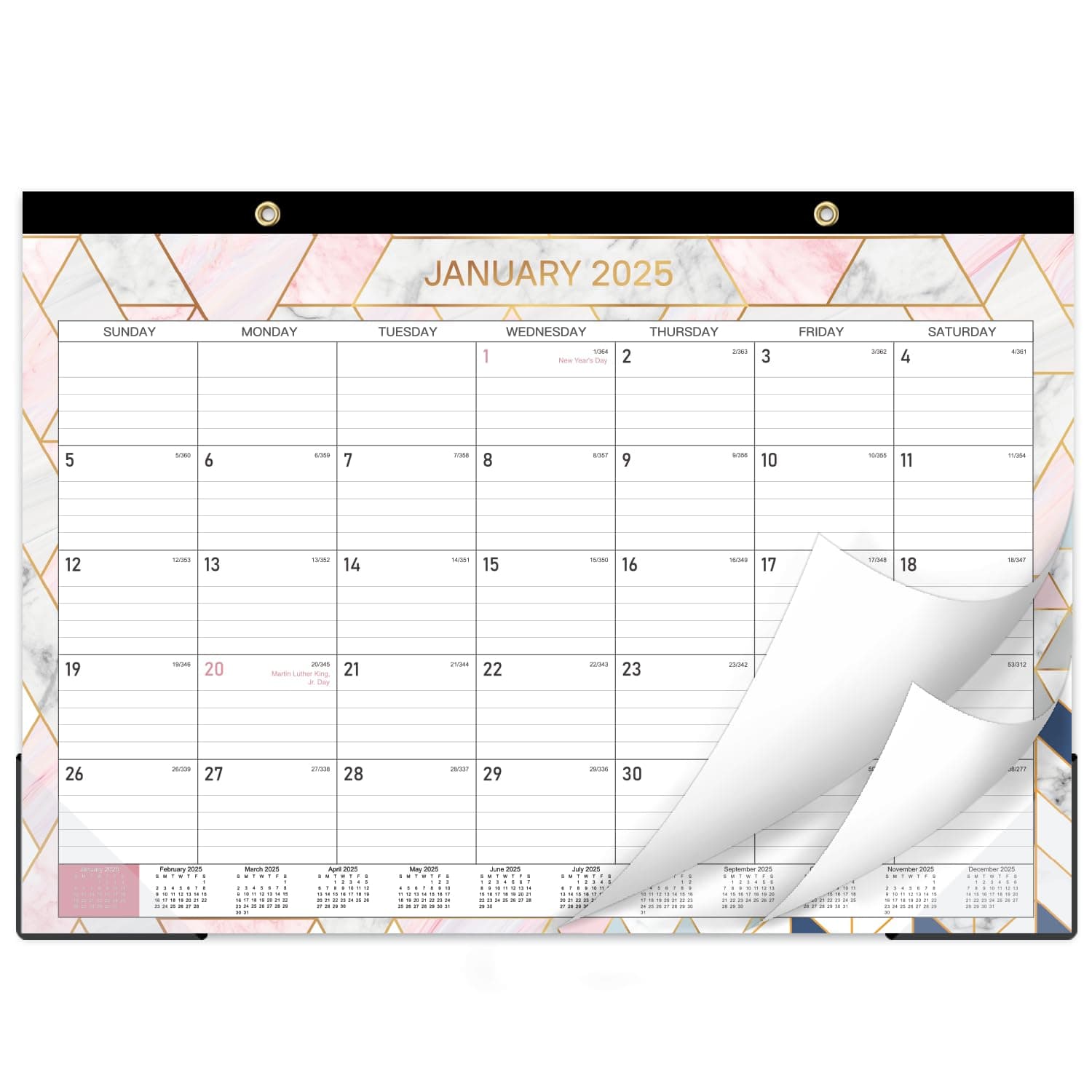 Desk Calendar 2025 - Monthly 2025 Desk Calendar, 12'' x 16.8", JAN 2025 - DEC 2025, 18 Monthly Wall Calendar, Large Ruled Blocks, Perfect for Planning and Organizing Your Home or Office