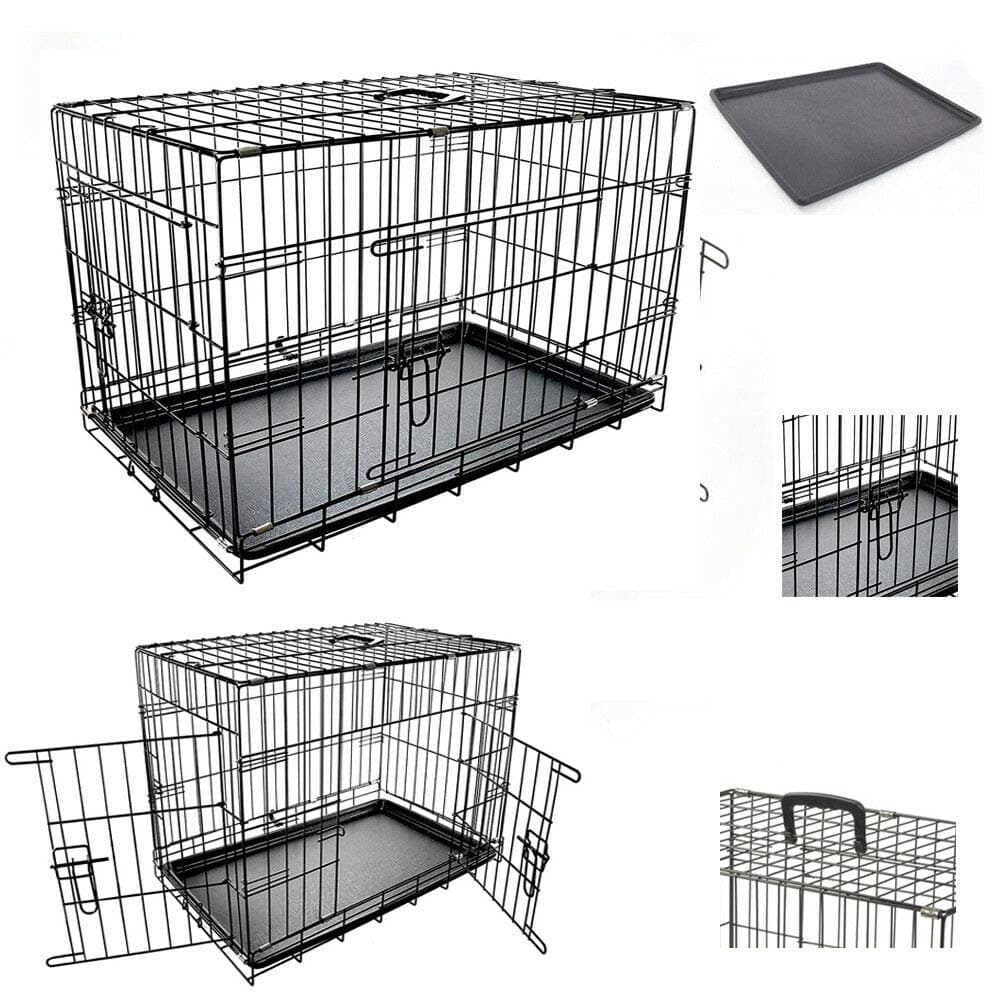 TAHA ® Dog Pet Training Transport crate Fold Flat cage Removable Tray Medium 30"